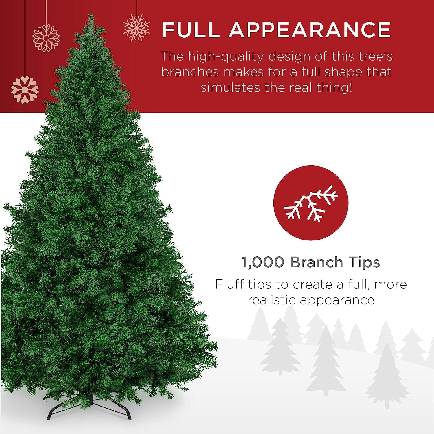 SUGIFT 7.5ft Premium PVC Christmas Tree 1405 Branches Metal Base Indoor Outdoor Green