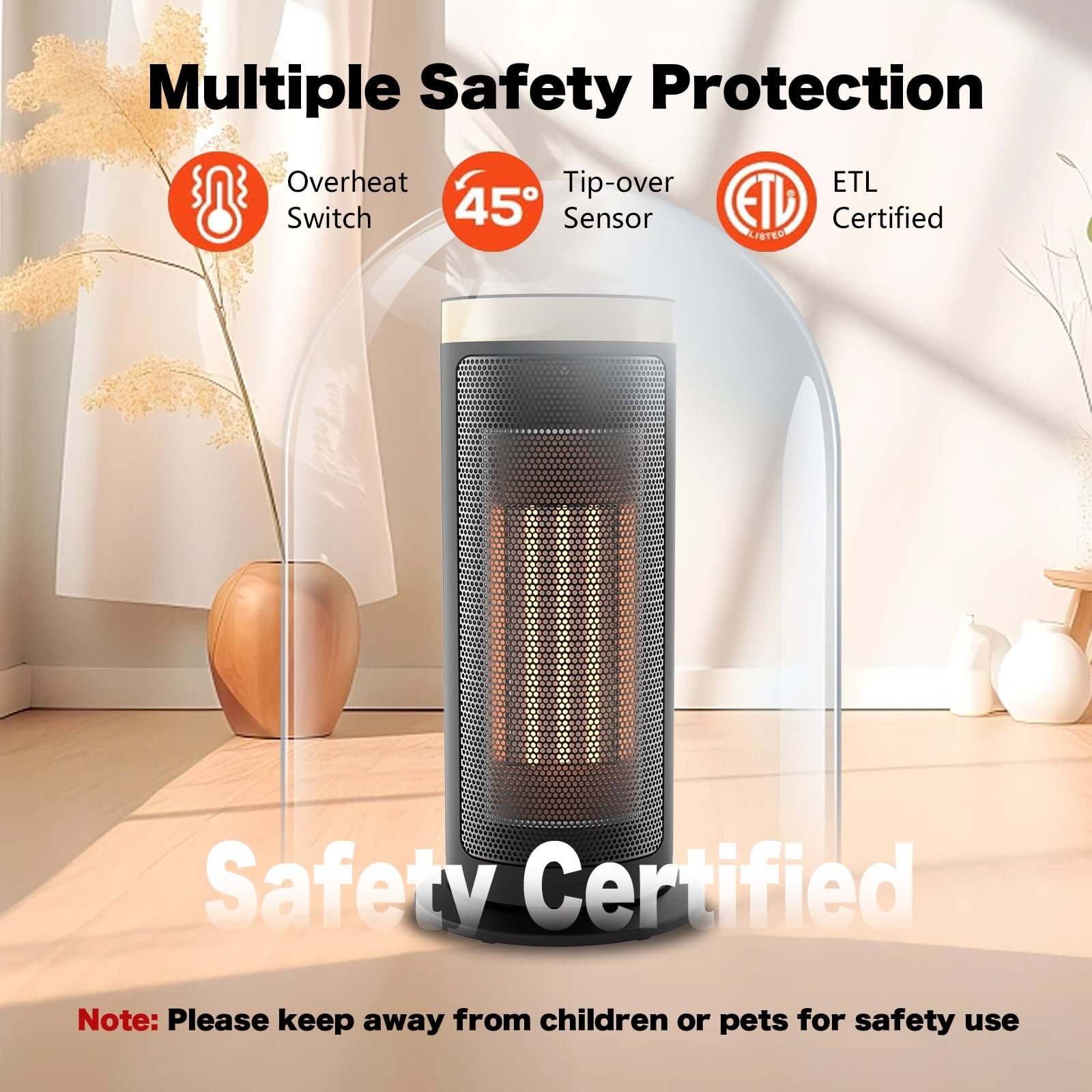 YouYeap Space Heater 1500W 16in Portable New Electric Heaters for Indoor Use