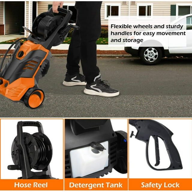 SUGIFT 3000PSI 2.0 GPM Electric Pressure Washer for Outdoor Use, Orange