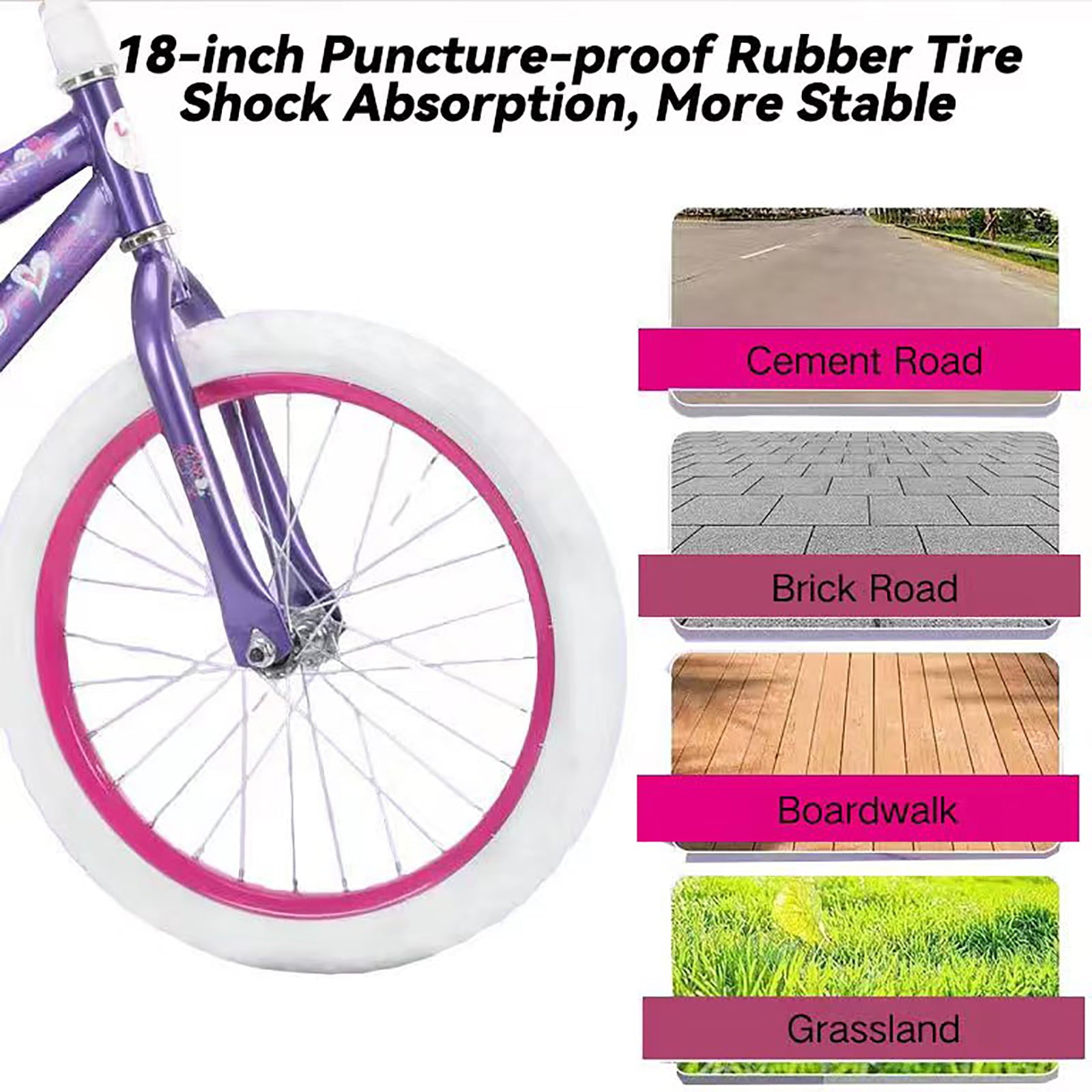 SUGIFT 18 in. Kids Bike with Training Wheels for Girls Ages 6-12 Years Child
