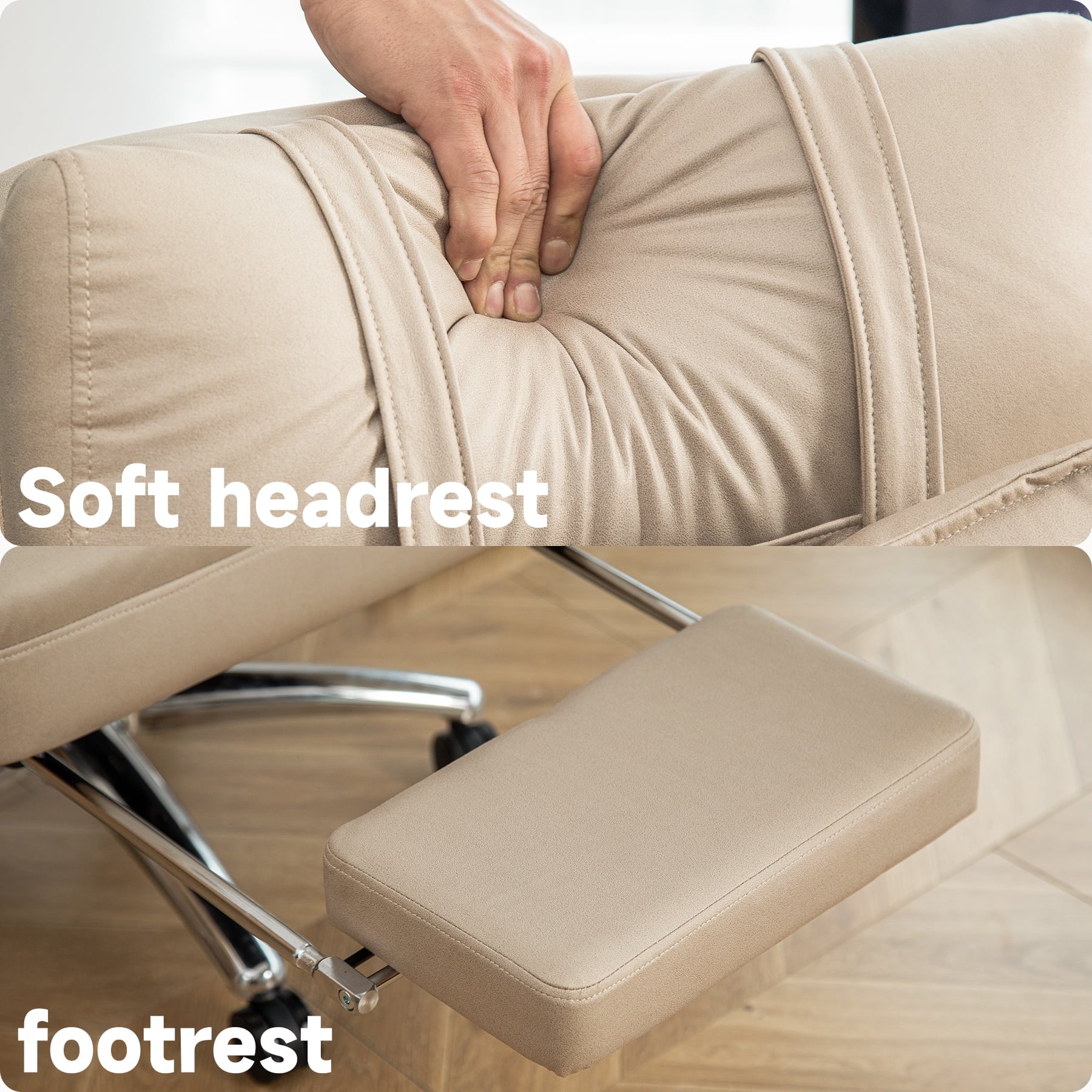 SUGIFT Swivel Ergonomic Office Chair, Technology Leather High Back Office Chair with Lumbar Support Headrest
