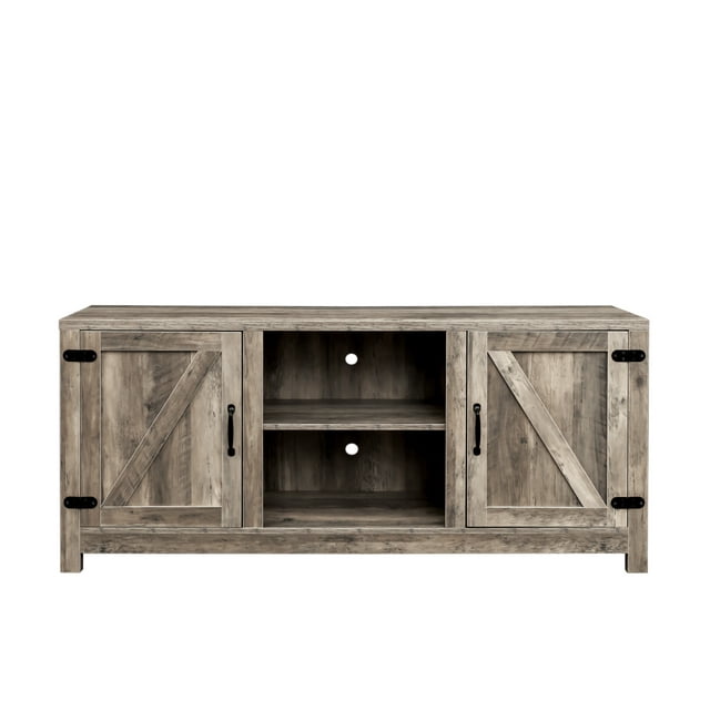 SUGIFT Modern Farmhouse Barn Door TV Stand for TVs up to 65", Reclaimed Barnwood