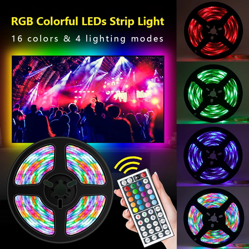 SUGIFT 32.8 ft LED Light Strip RGB LED Light Strip Color Changing 3528 600 LEDs with 44 Keys IR Remote for Home Bedroom Kitchen DIY Decoration