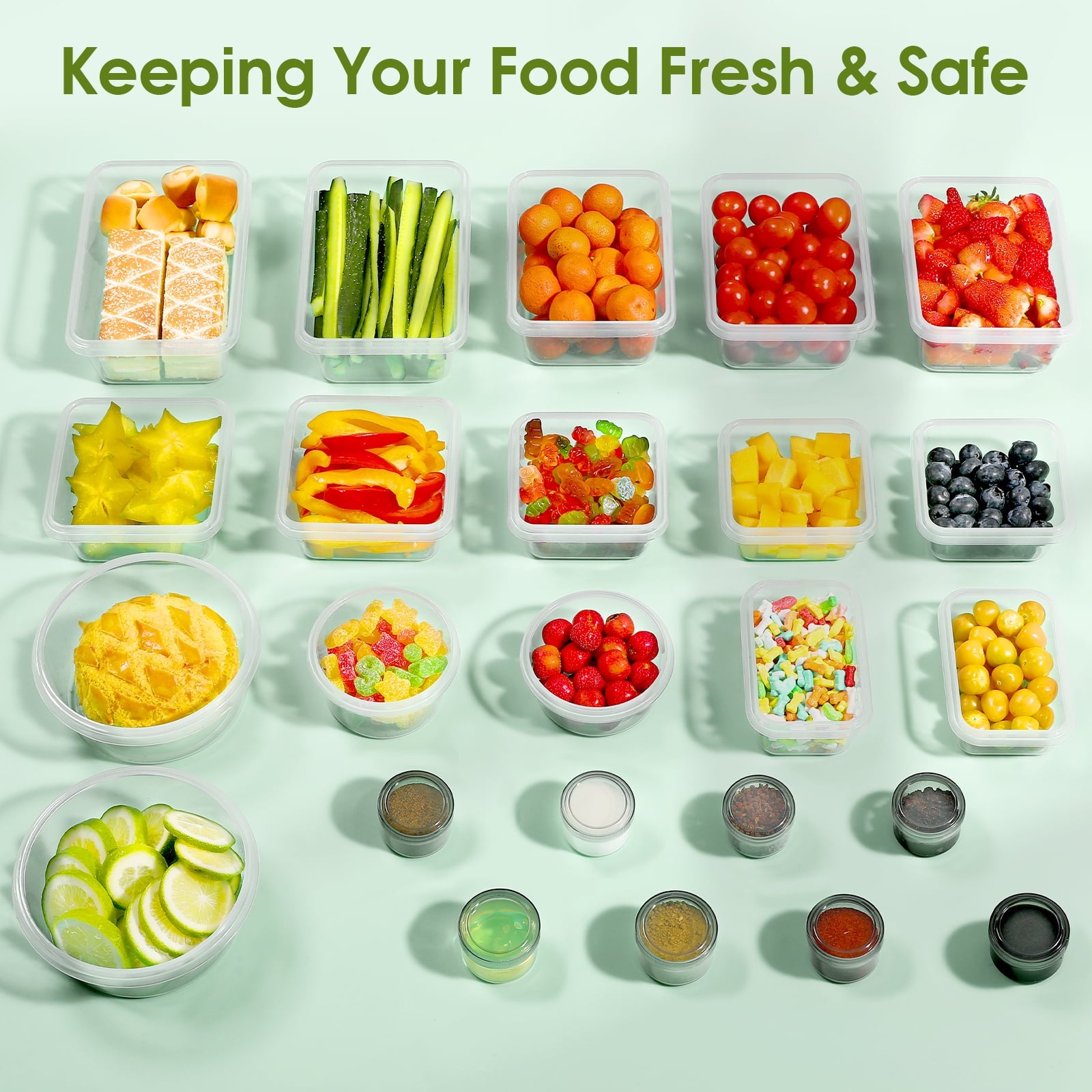 SUGIFT 50-Piece Plastic Food Storage Containers with Lids (24 Containers 24 Lids) BPA-Free Leakproof Meal-Prep Containers for Kitchen Storage Reusable Plastic with Labels Pen