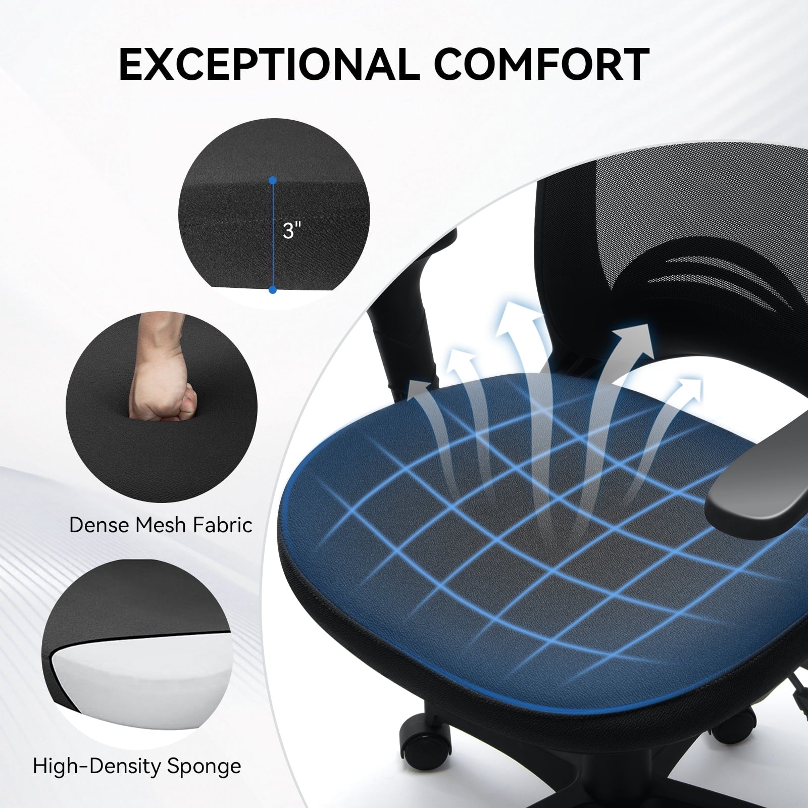SUGIFT Office Chair, Ergonomic Desk Chair Breathable Mesh Chair, Black