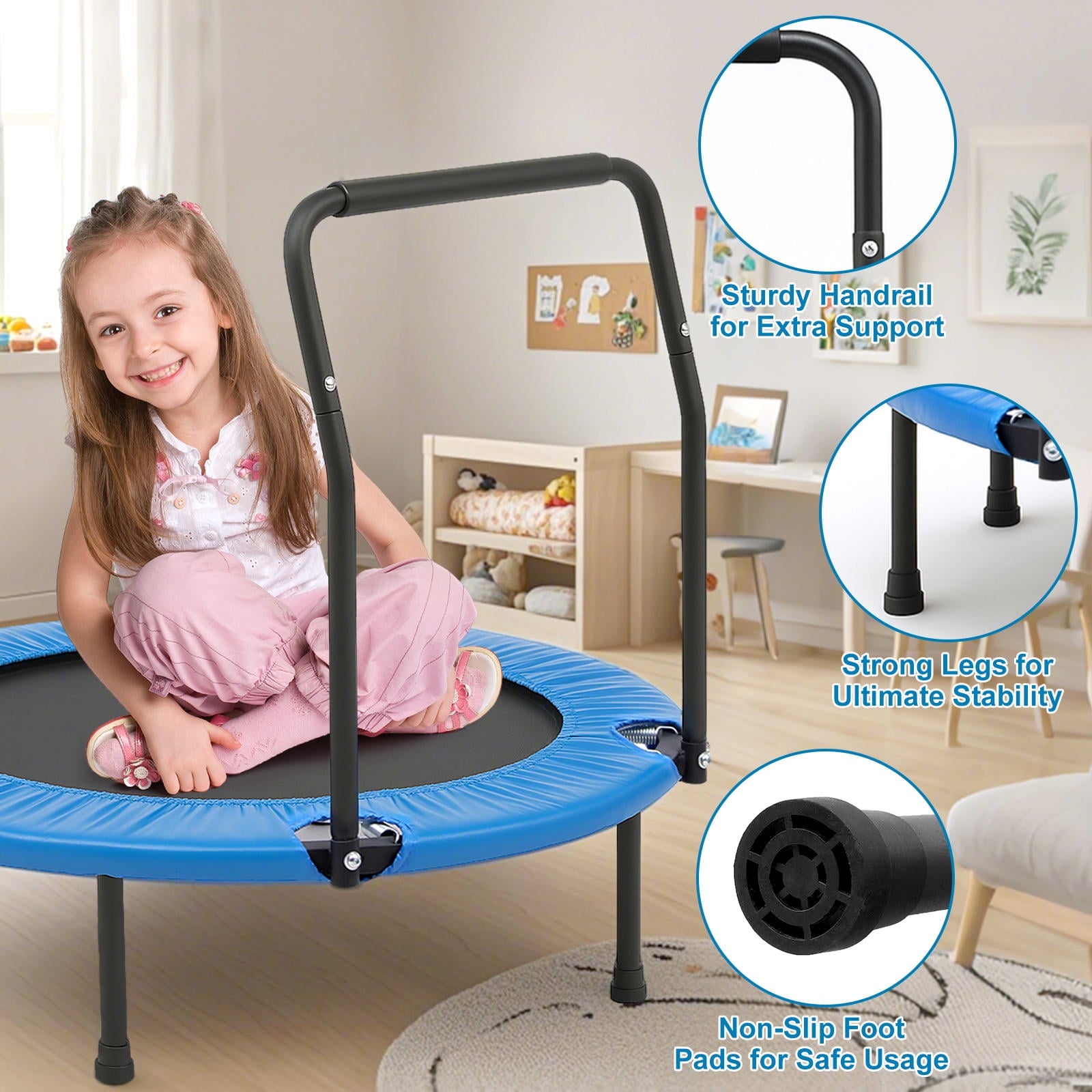 ALPULON 3FT Trampoline for Kids Foldable Trampoline Indoor/Outdoor Easy Storage for Playtime or Birthday Gifts