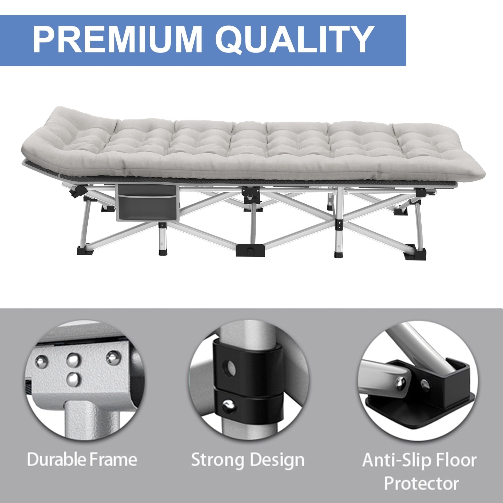 SUGIFT Folding Camping Cot 32 XXL Adult widen Folding Bad for Portable Folding Bed with Mattress and Carry Bag