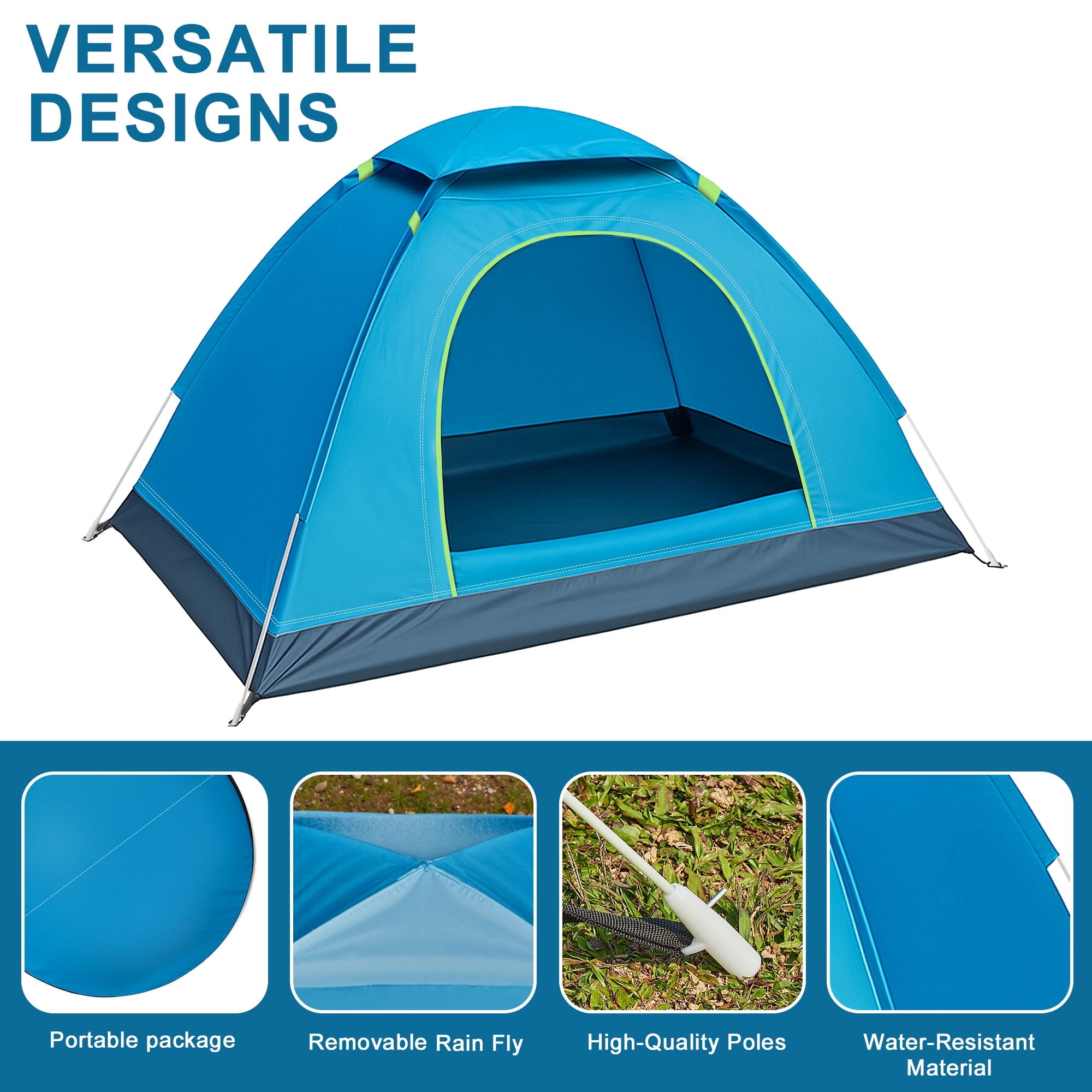 SUGIFT 2-Person Camping Tent with Carry Bag Waterproof Dome Automatic Pop-Up Outdoor Tent for BeachTraveling Hiking Camping Hunting Blue
