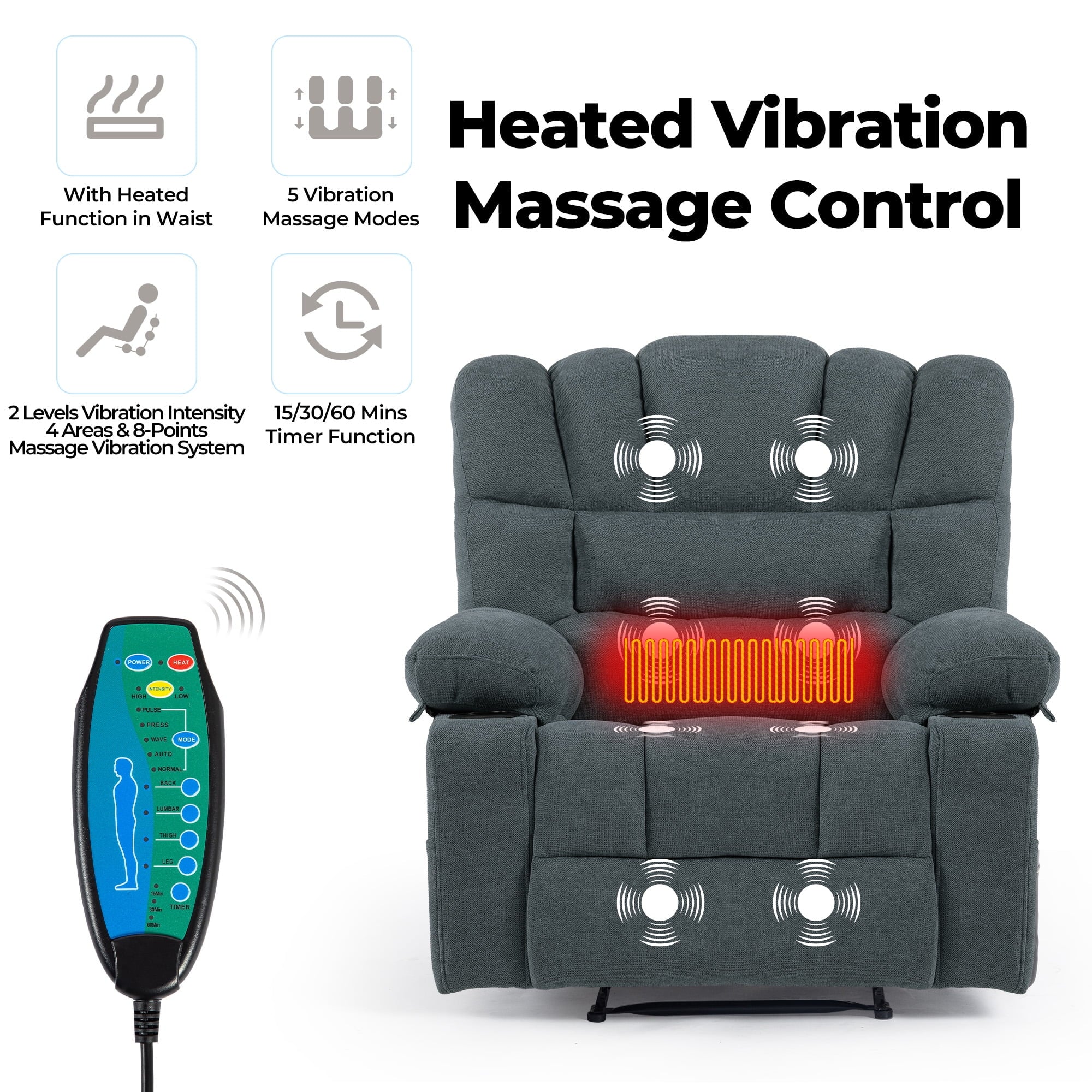 SUGIFT Massage Recliner Chair Sofa with Heating Vibration