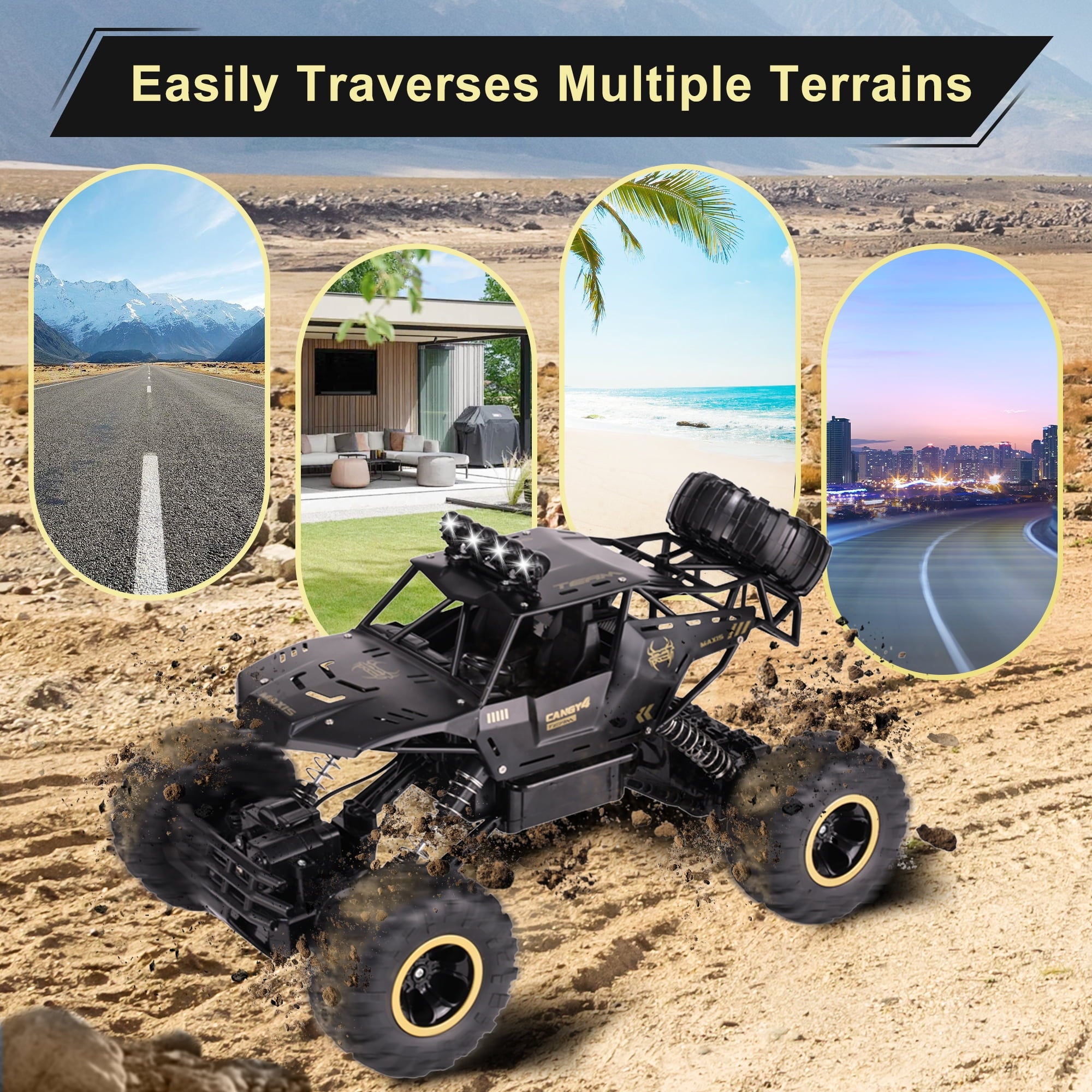 SUGIFT 1 12 Rc Car Off Road Truck Remote Control Car Metal Shell 2 4G 4WD Dual Motors with 2 Batteries Black