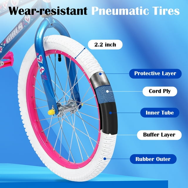 SUGIFT 20 in. Kids Bike with Training Wheels Child Bicycle for Girls Age 7-14 Years, Bule