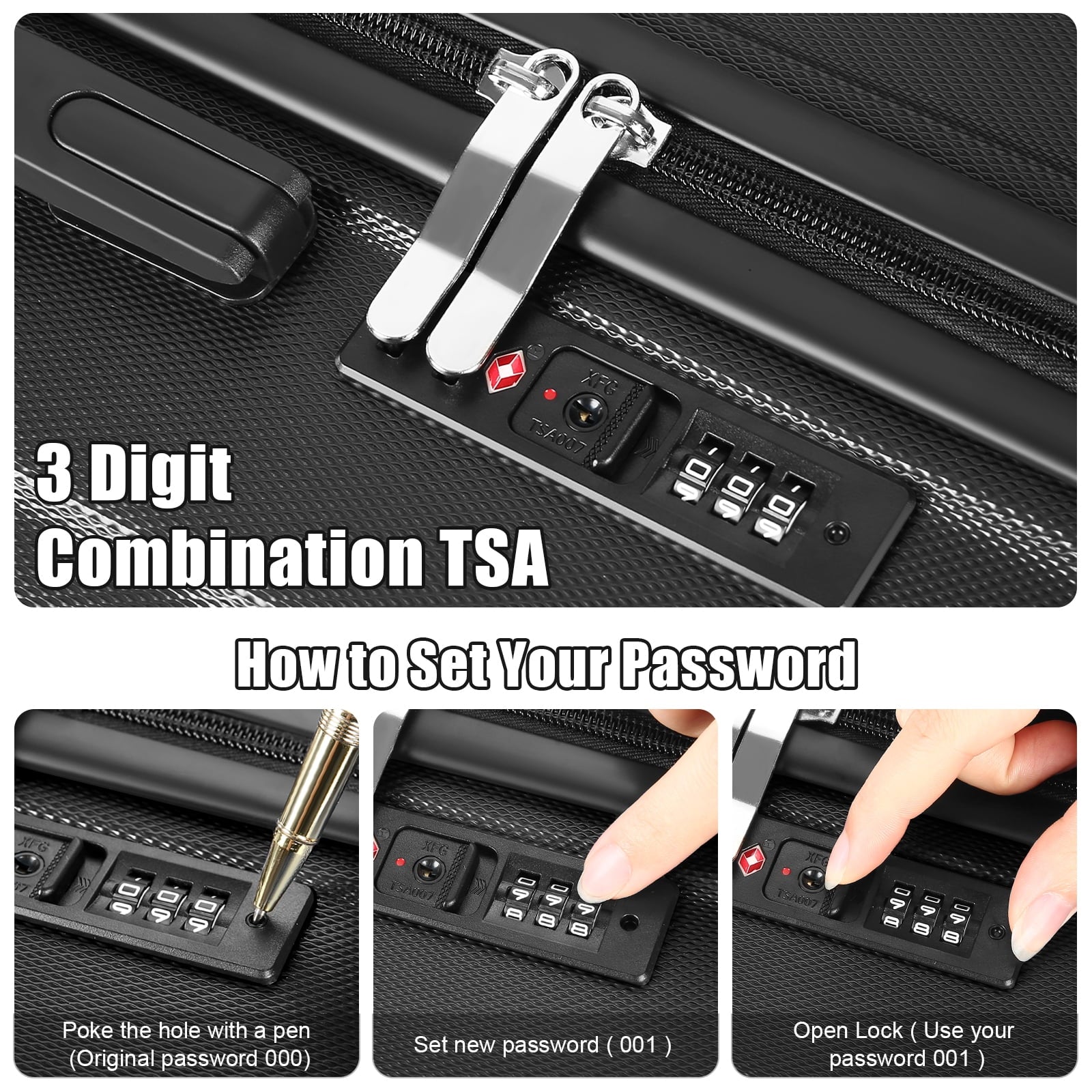 SUGIFT Luggage 4 Piece Set Suitcase Spinner Hardshell Lightweight TSA Lock