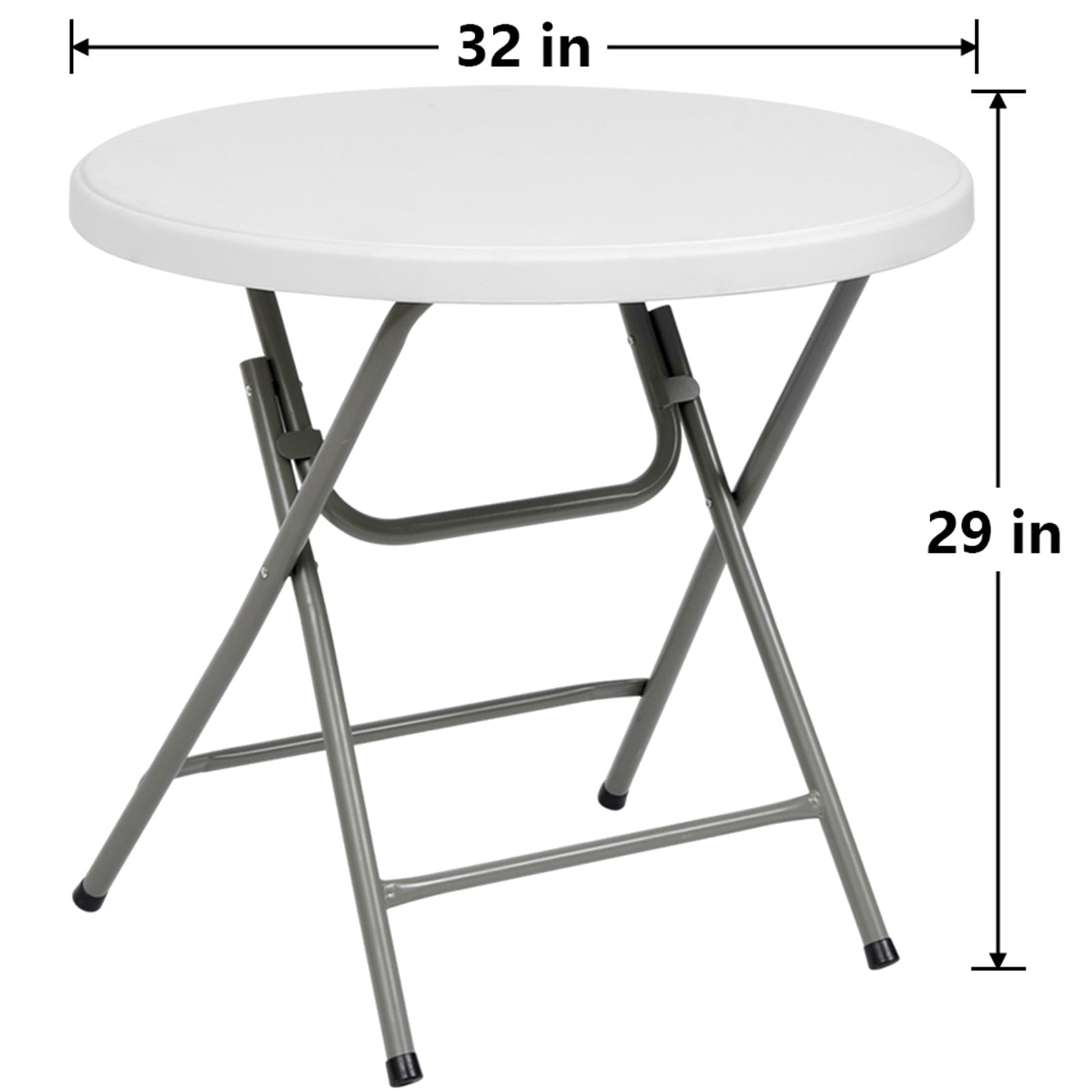 SUGIFT 32 inch Folding Table Round White Table for Indoor Outdoor