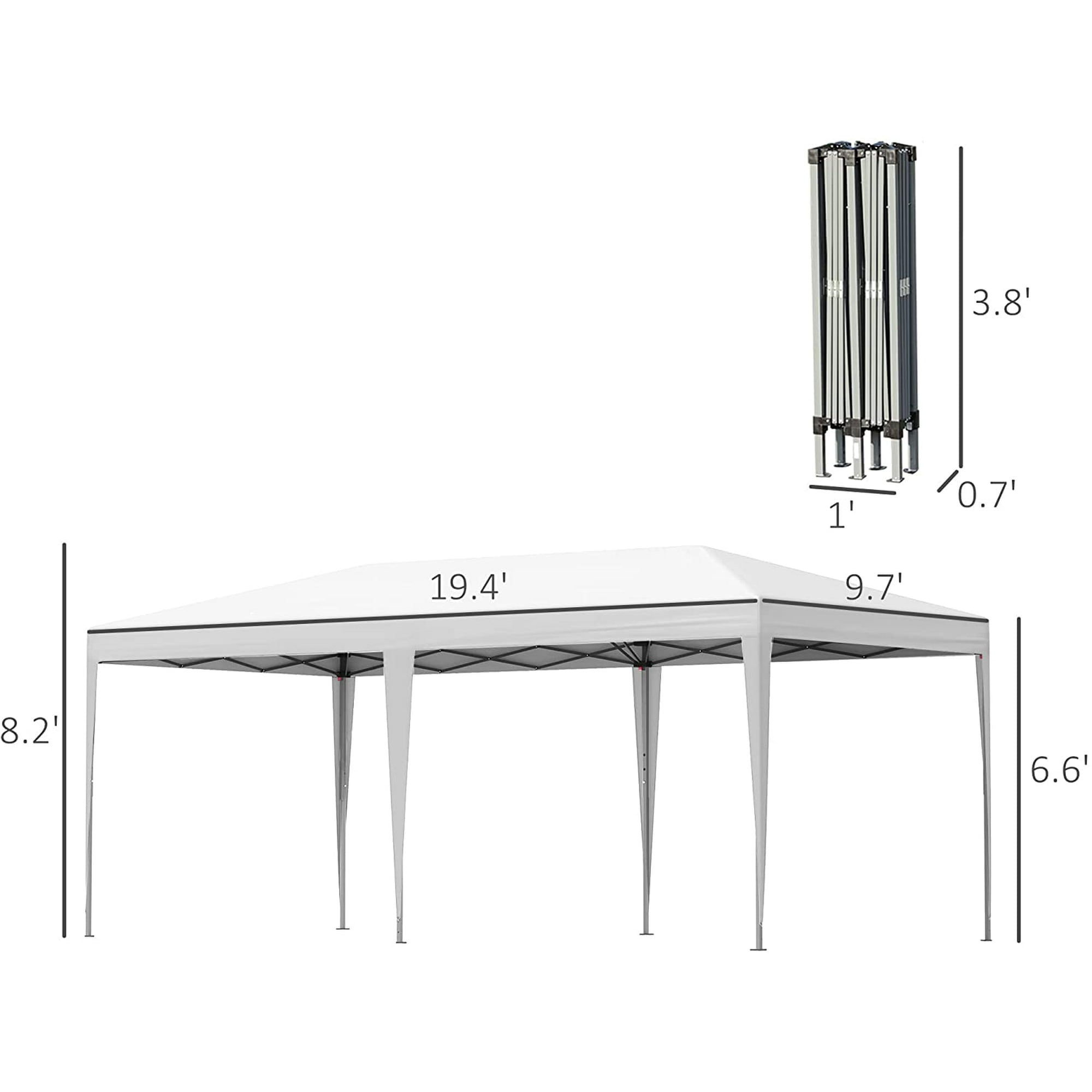 SUGIFT 10 x 20 Outdoor Pop up Canopy Gazebo, White