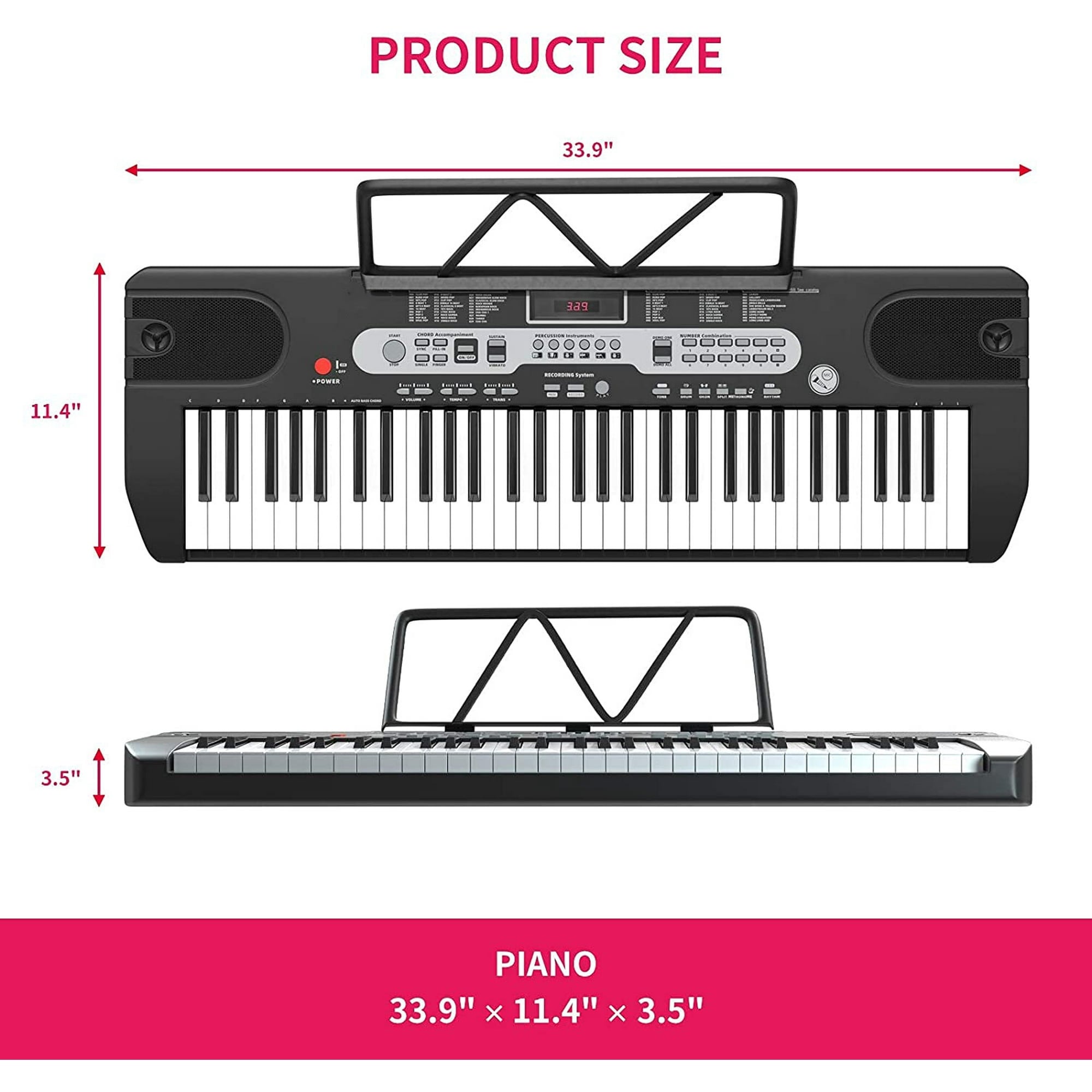 SUGIFT 61 Key Portable Electric Piano Keyboard with Microphone