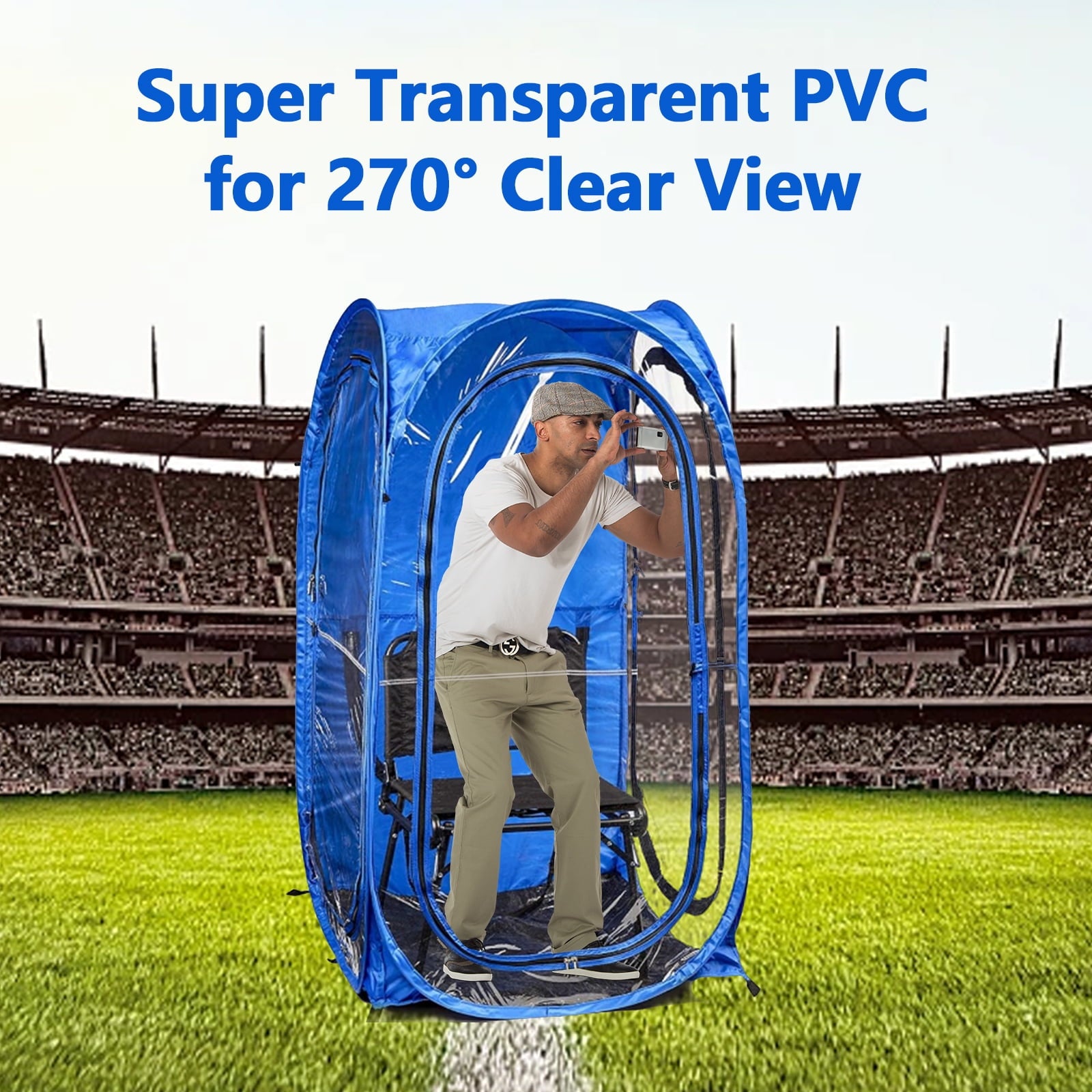 sport pod tent SUGIFT 1 Person Weather Pod Portable Pop Up Tent for Sports Event, Blu