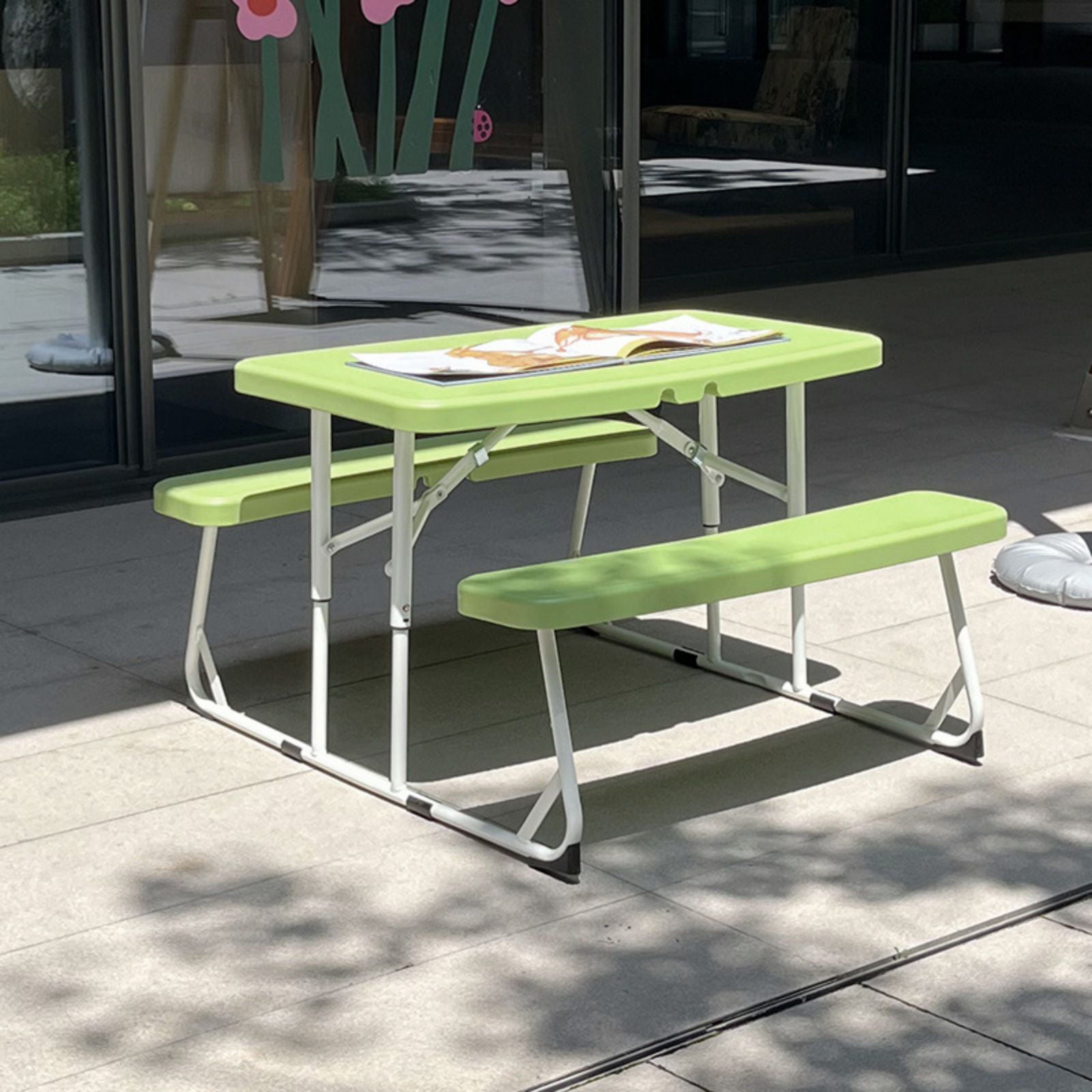 SUGIFT Kids Picnic Table Set Green