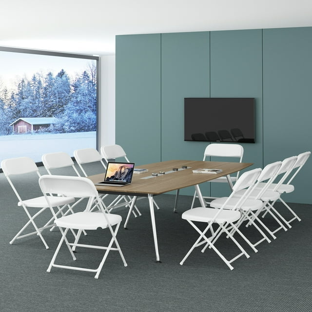 SUGIFT 6 Pack Plastic Folding Chair Outdoor Indoor White Folding Chairs, 350lbs Capacity