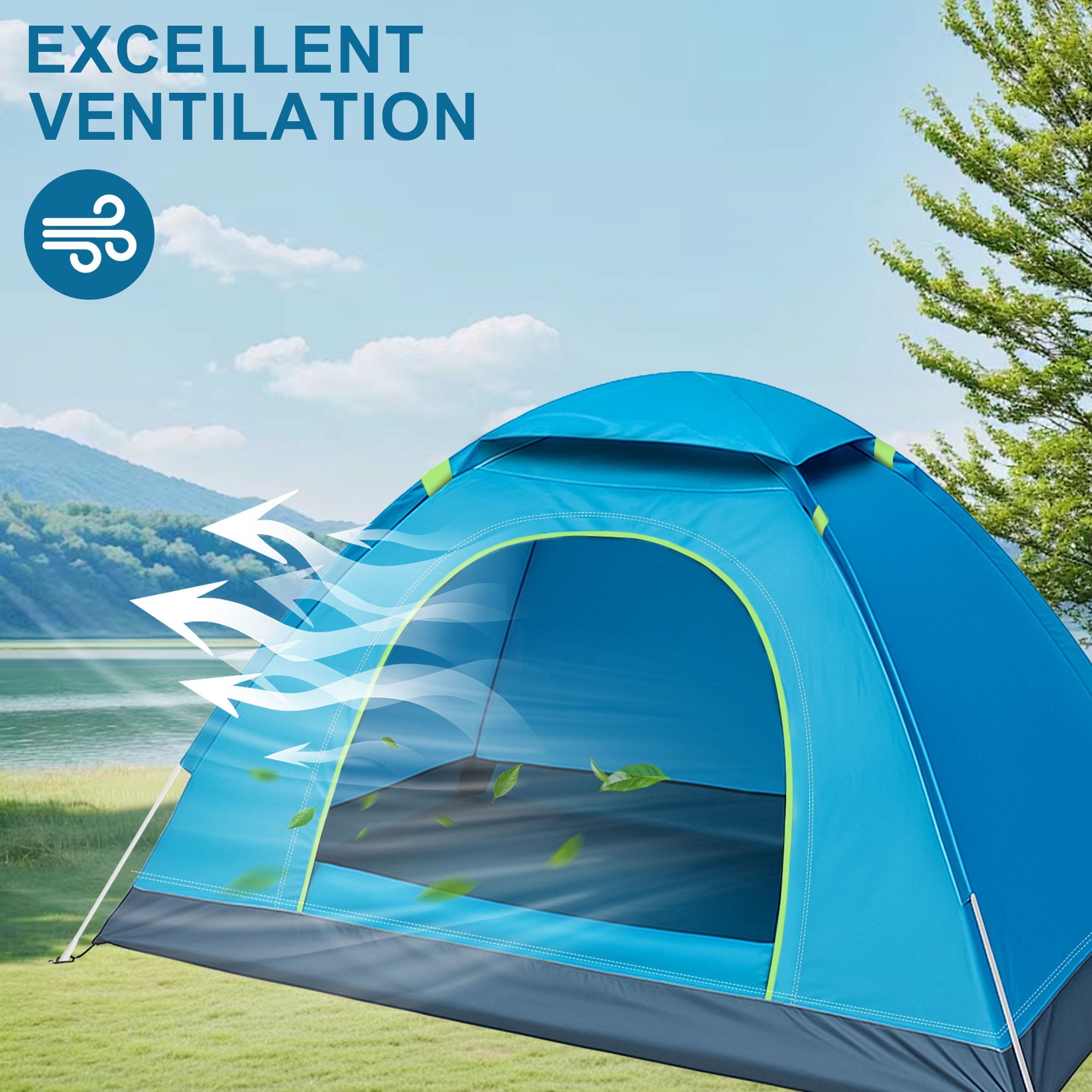 SUGIFT 2-Person Camping Tent with Carry Bag Waterproof Dome Automatic Pop-Up Outdoor Tent for BeachTraveling Hiking Camping Hunting Blue