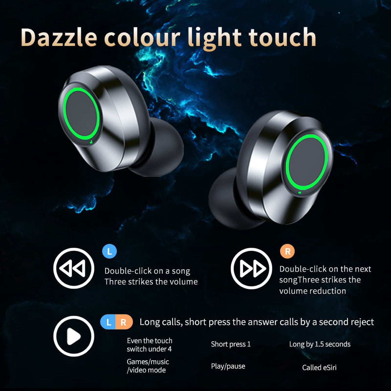 SUGIFT Wireless Bluetooth Earbuds, Lightweight In-Ear Headphones with Touch Control, Bluetooth 5.3, Long Battery Life and Stereo Sound for Sports, Gym, Workout