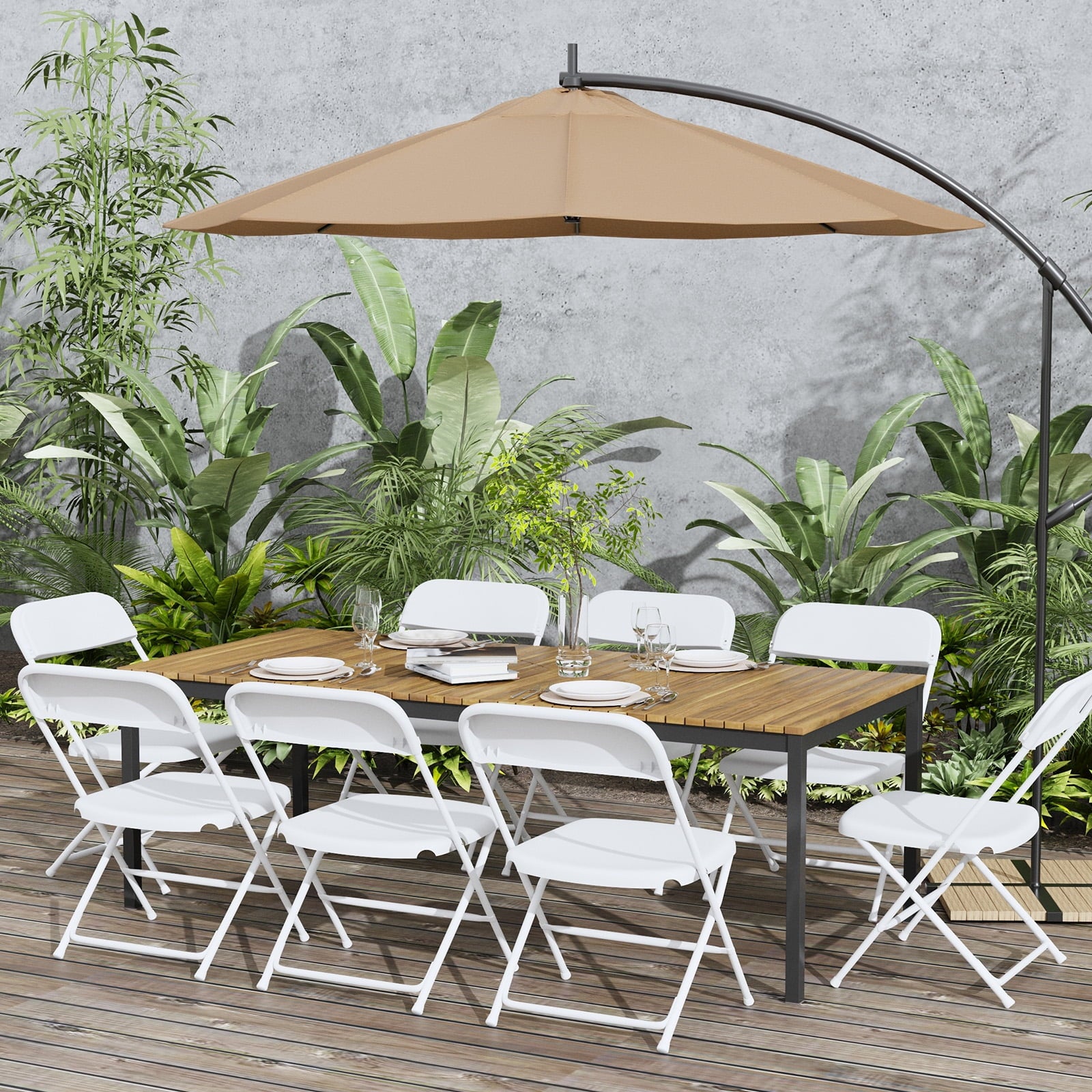 SUGIFT 10 Pack Plastic Folding Chair Outdoor Indoor White Folding Chairs, 350lbs Capacity