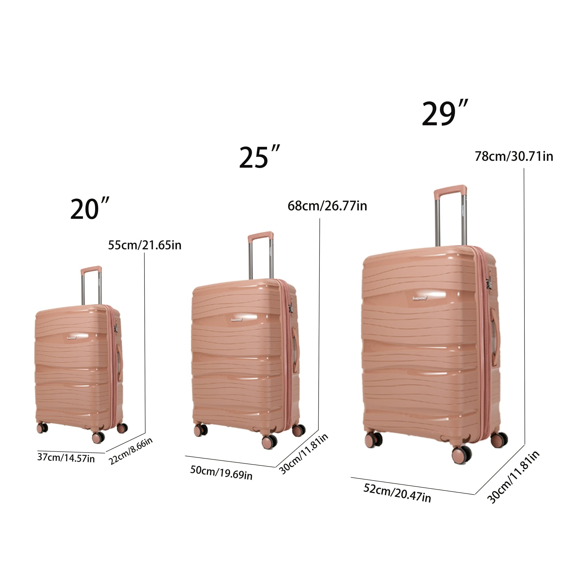 SUGIFT 3 Pieces luggage set, lightweight hard luggage with swivel wheels and password lock(20-25-29 inches)