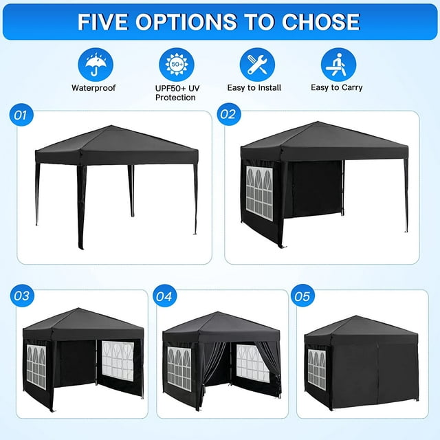 canopy tent waterproof Canopy 10x10 Waterproof Pop up Canopy Tent with 4 Sidewalls, Instant O – SUGIFT