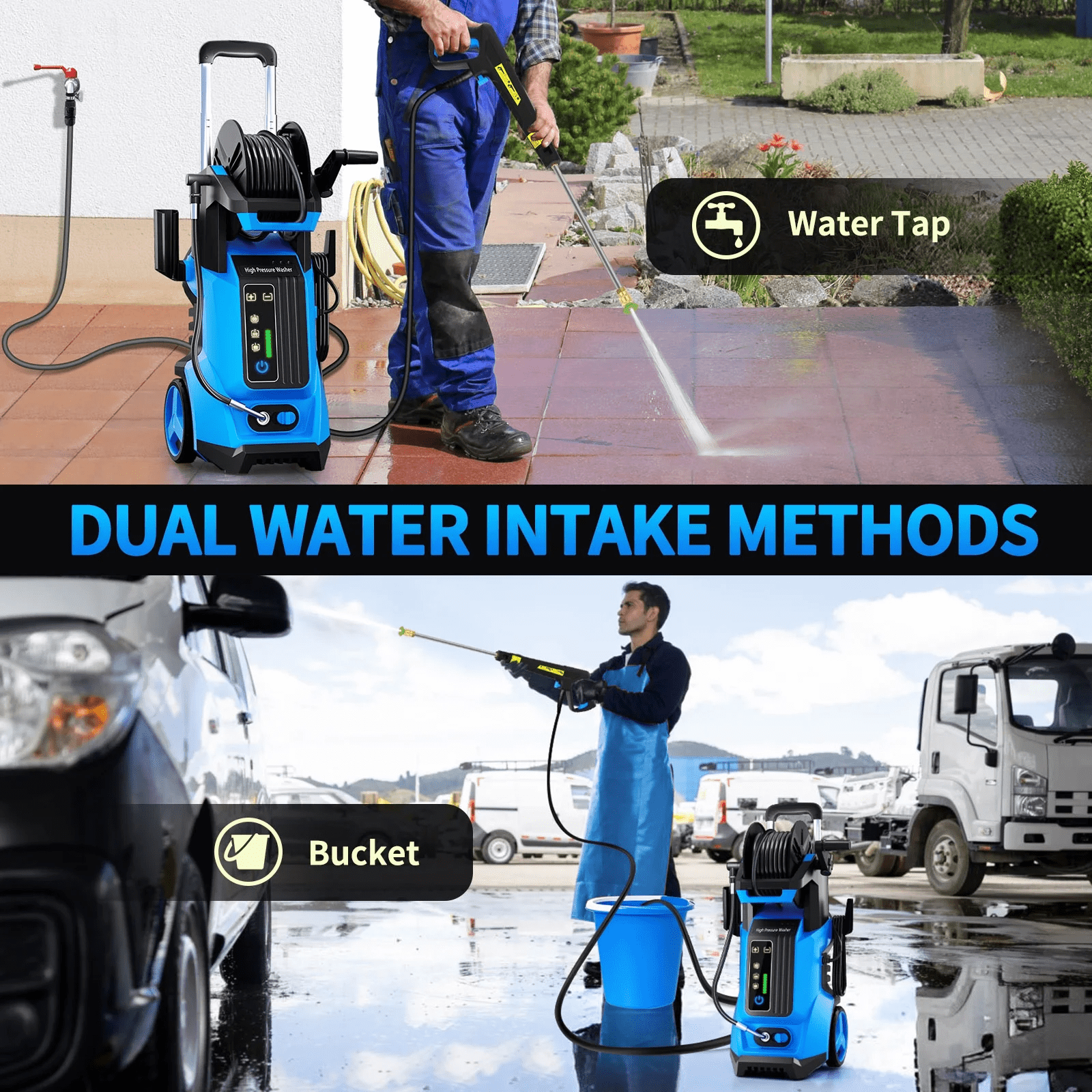 SUGIFT Electric Pressure Washer 4500PSI-Max 3.2GPM with Touch Screen Adjustable Pressure and 5 Nozzles Power Washer Cleaning for Patio, Blue
