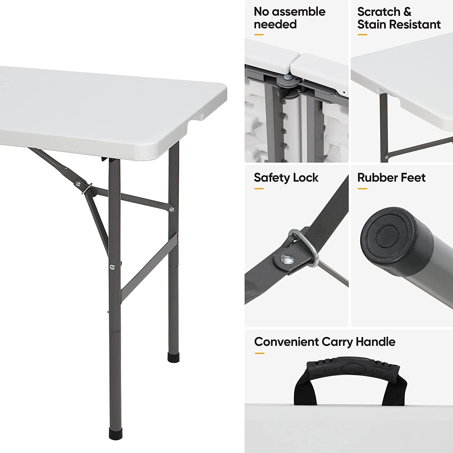 ALPULON 32 inch Round Folding Table for Outdoor Indoor Use, White