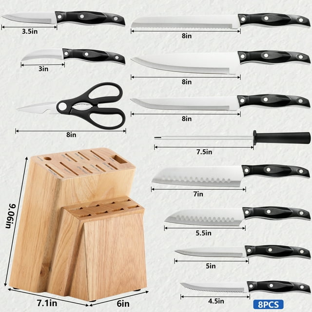 SUGIFT 19 Pieces Knife Block Set with Block, Stainless Steel Knife Set for Best Gift