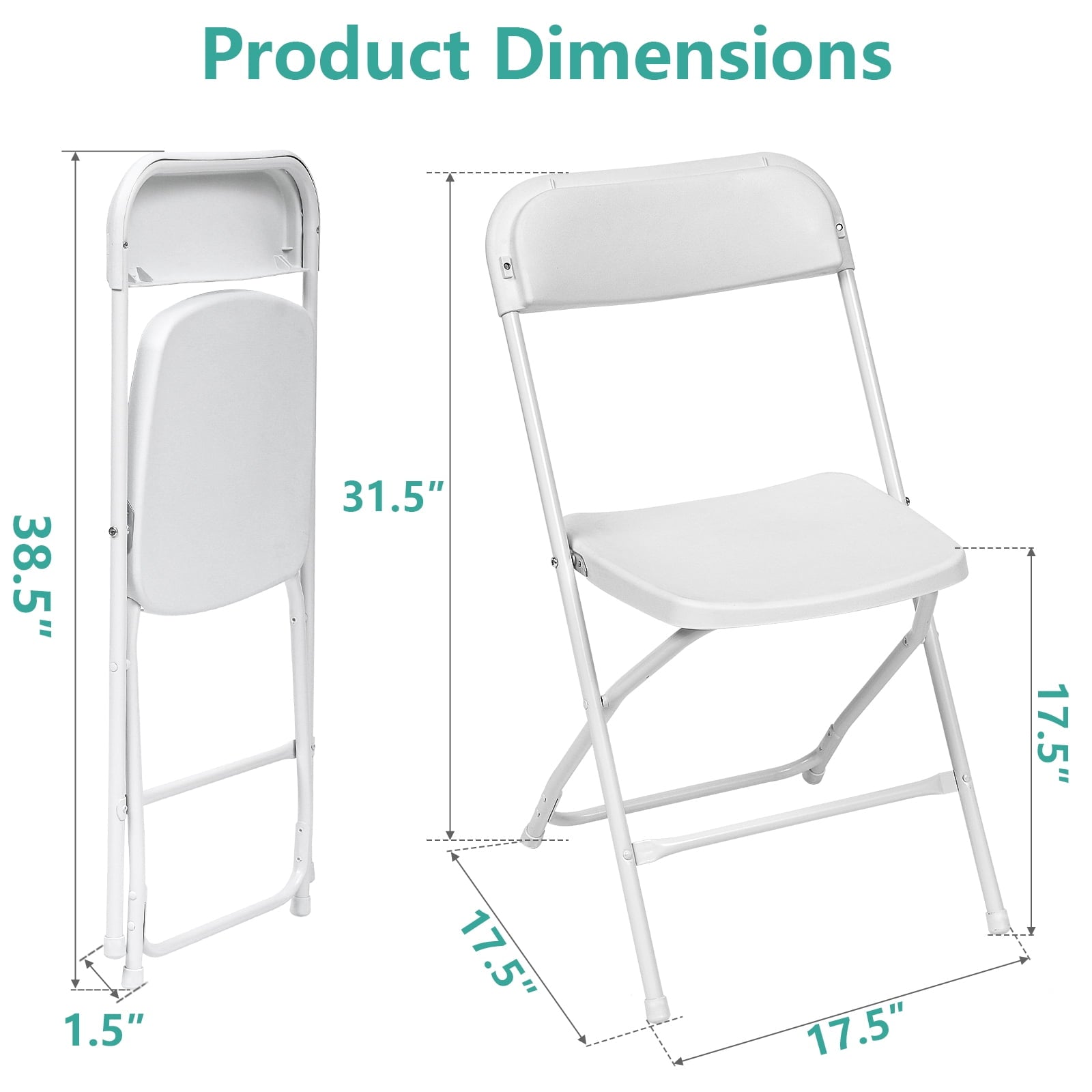 SUGIFT 10 Pack Plastic Folding Chair Outdoor Indoor White Folding Chairs, 350lbs Capacity