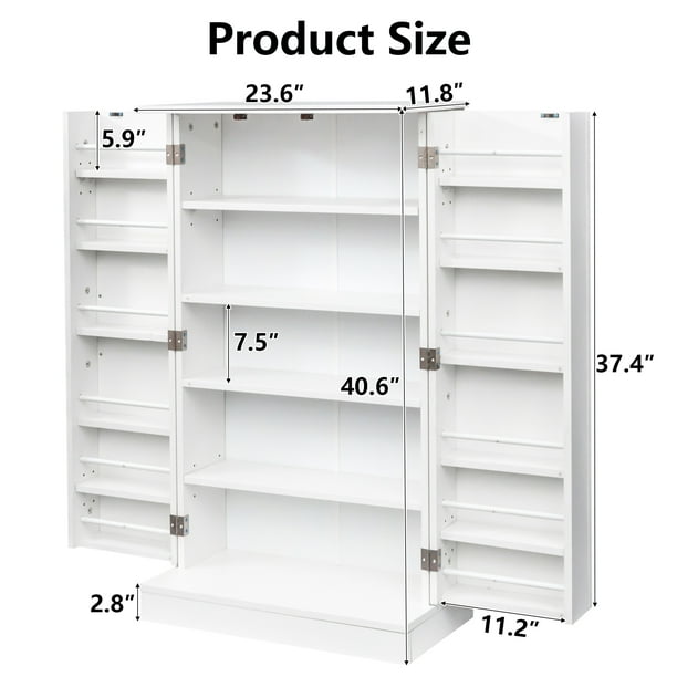 SUGIFT 41" Kitchen Pantry Storage Cabinet Farmhouse Pantry Cabinet with Doors and Adjustable Shelves, White