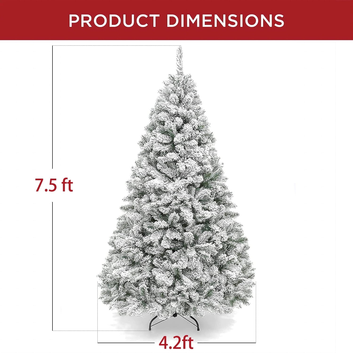 SUGIFT 7.5ft Snow Flocked Christmas Tree Unlit Holiday Decor