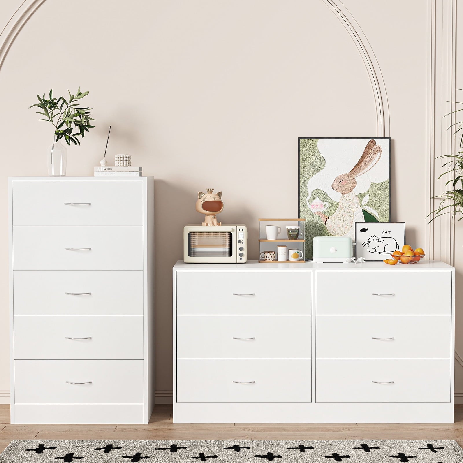 SUGIFT 6 Drawer White Dresser for Bedroom Versatile Chests of Drawers SUGIFT 6 Drawer White Dresser for Bedroom Versatile Chests of Drawers