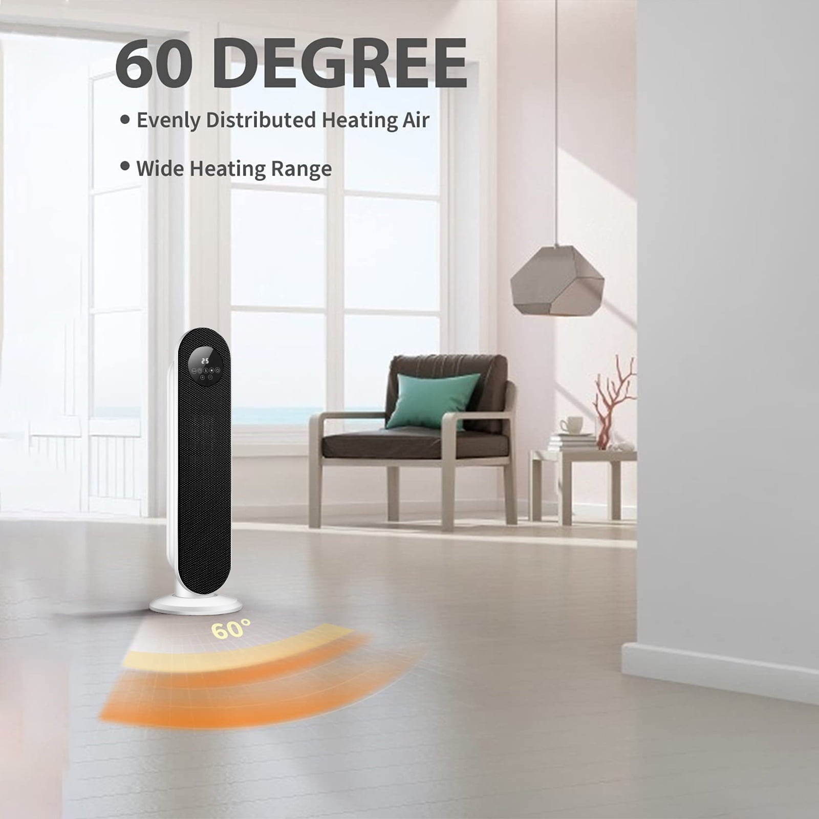 SUGIFT 1500W Electric Oscillating Ceramic Tower Space Heater, White