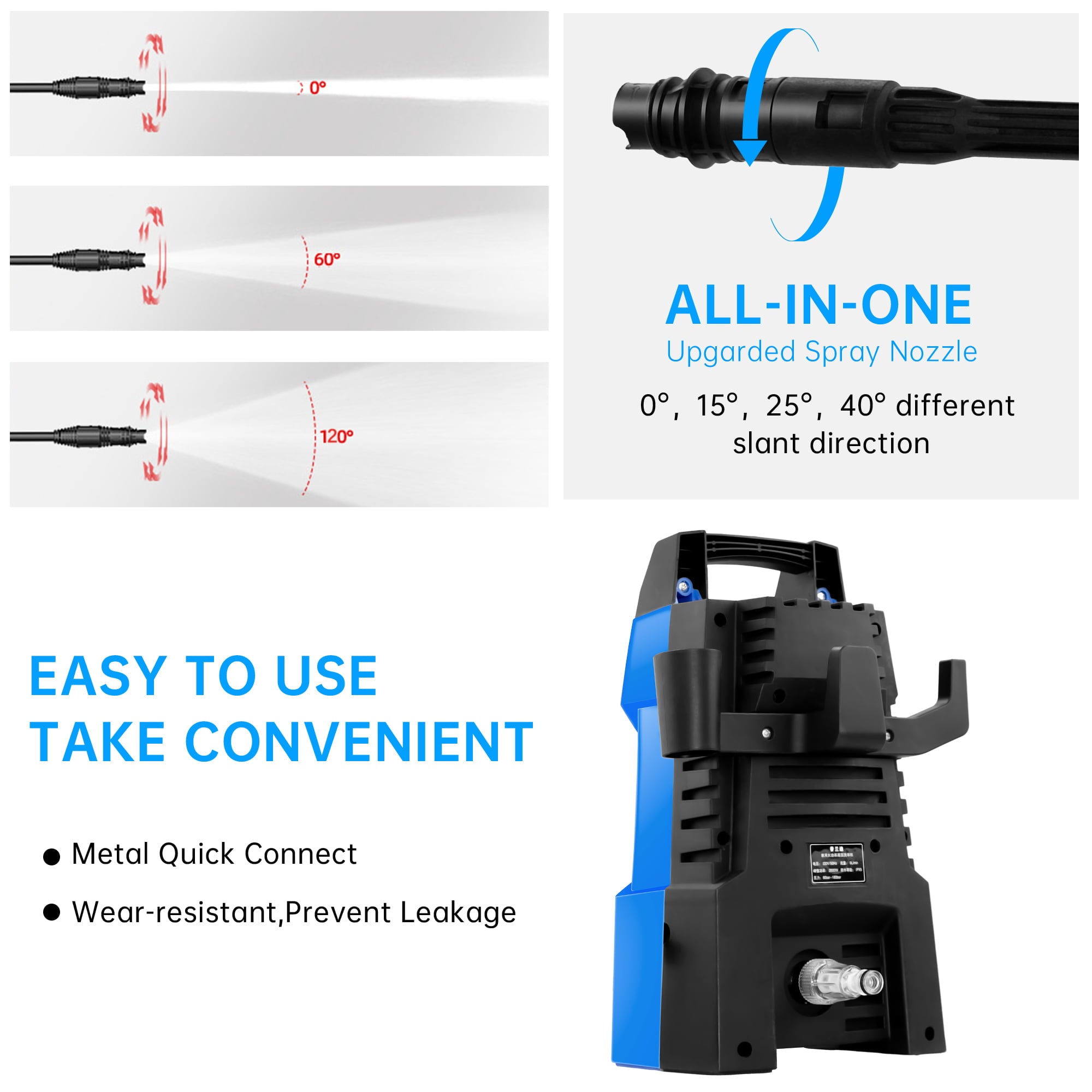 SUGIFT 2000 PSI 2.3 GPM Electric Pressure Washer 1800W High Pressure Washer Cleaner Machine