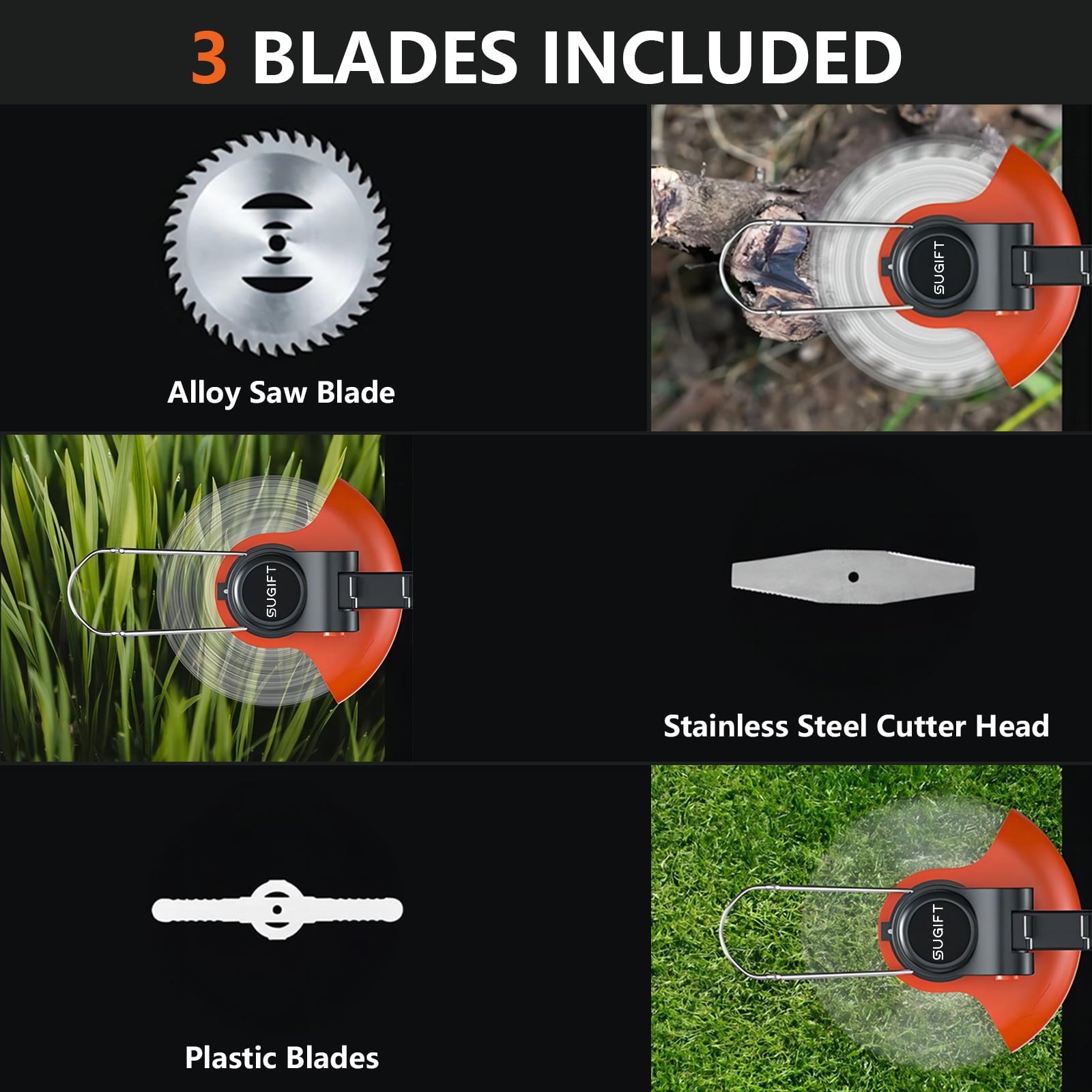 SUGIFT Cordless 12 inch String Trimmer and Blower Combo