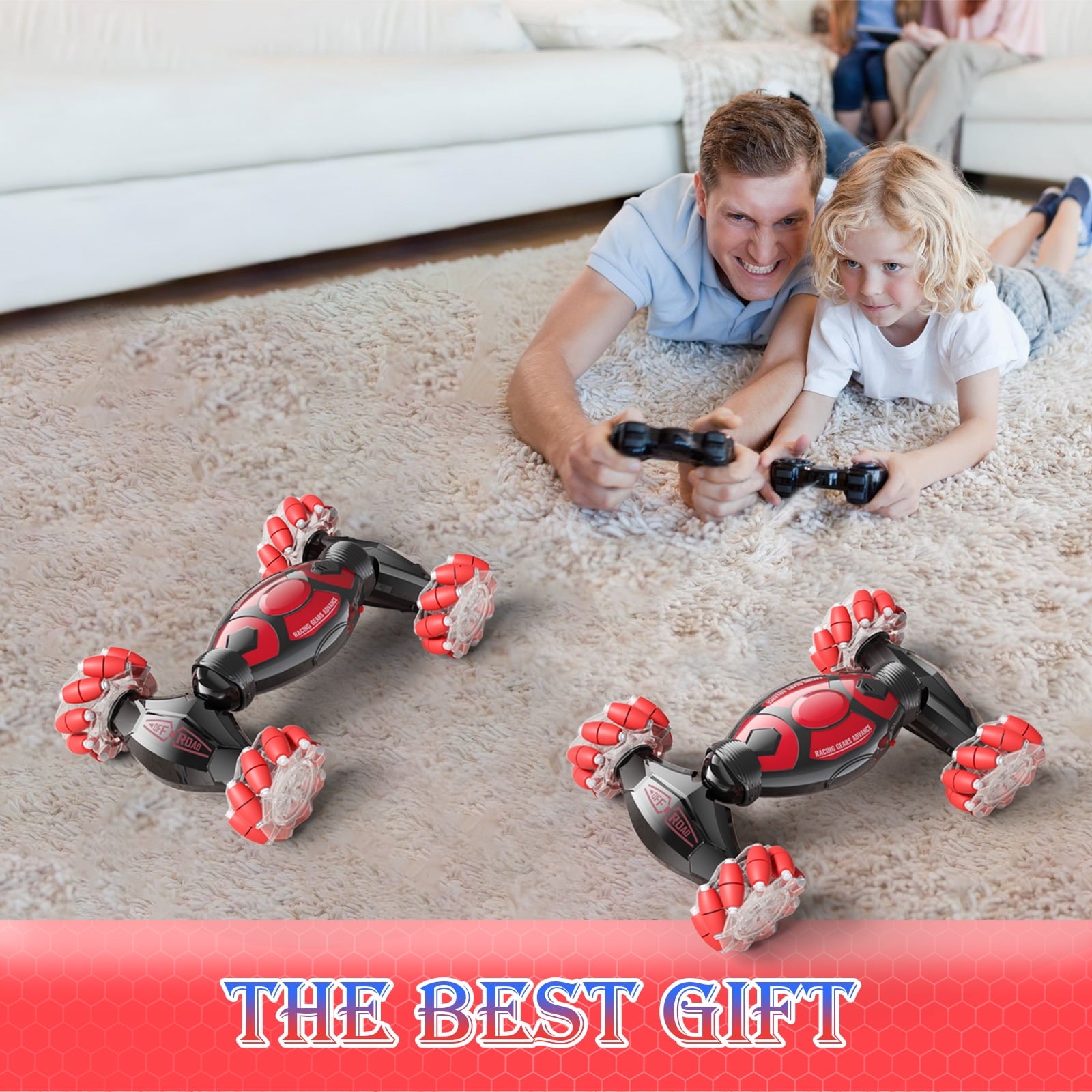 SUGIFT RC Stunt Car Gesture Sensing 4WD Double Sided Remote Control Twist Cars with Battery