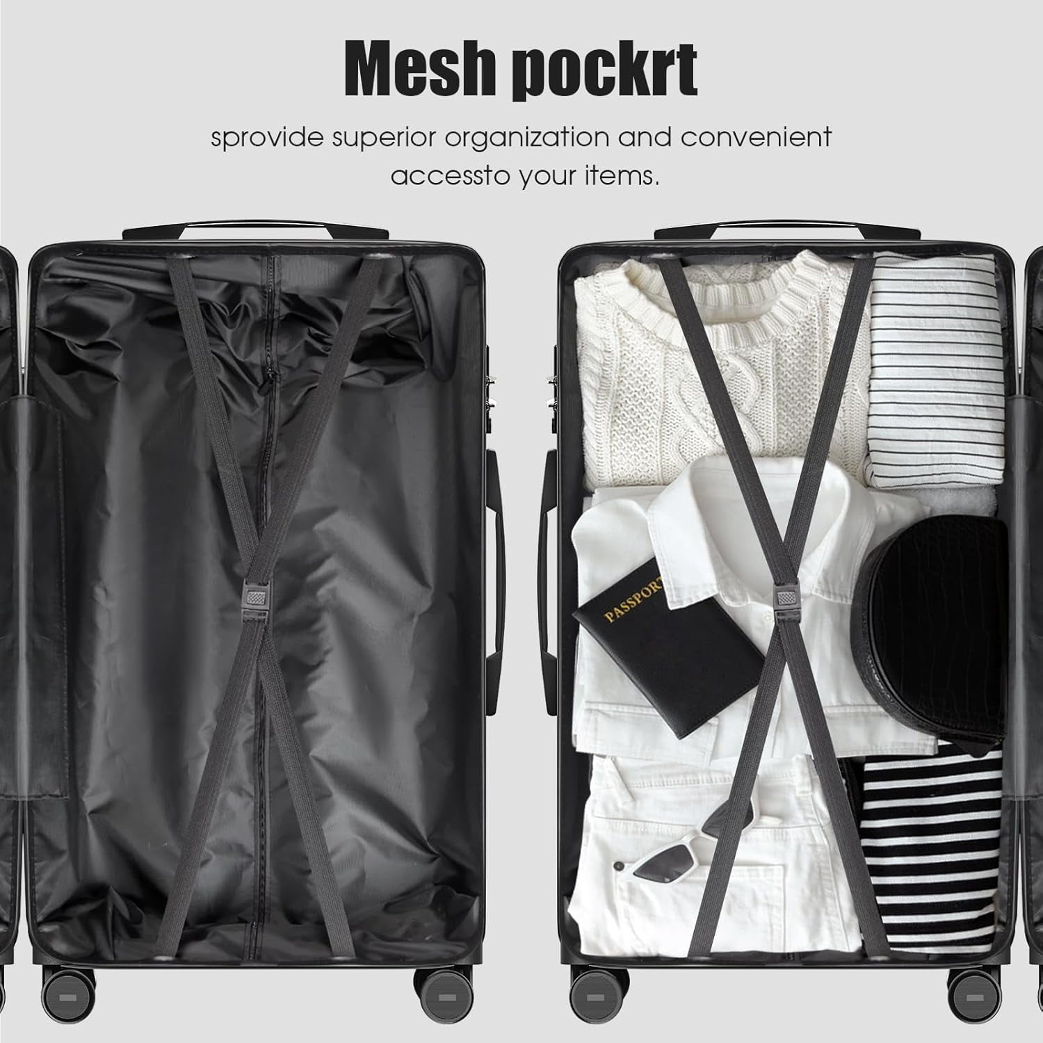 SUGIFT 3 Piece Luggage Sets 20/24/28 inch Suitcase Sets with Spinner Wheels Hardside Luggage Set Deep Gray