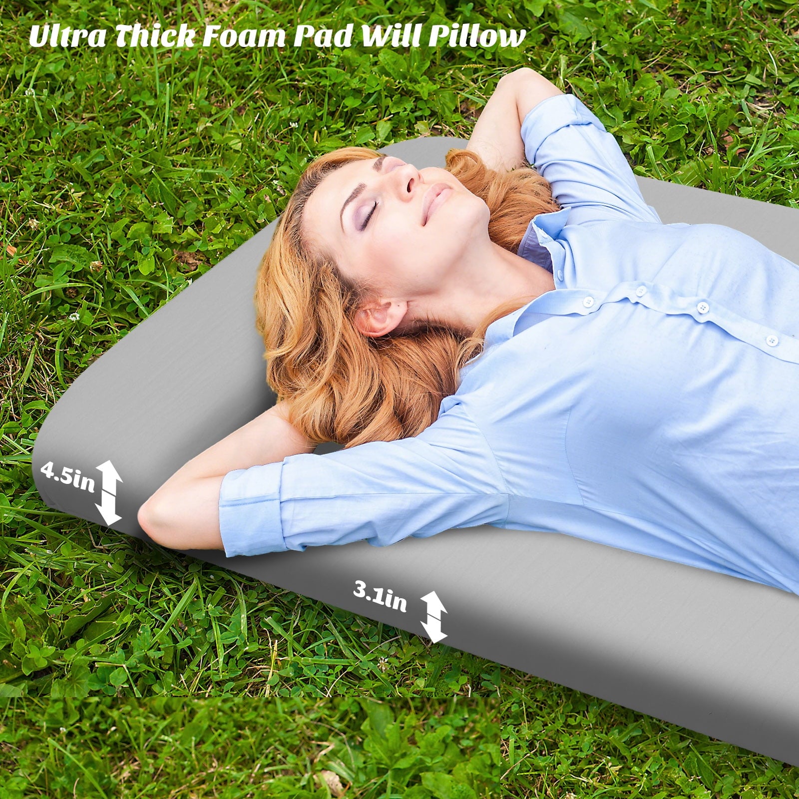 SUGIFT Self Inflating Sleeping Pad 3.2 Thick Memory Foam Camping Pad with Pillow 4-Season Camp Sleeping Mat for Tent Gray