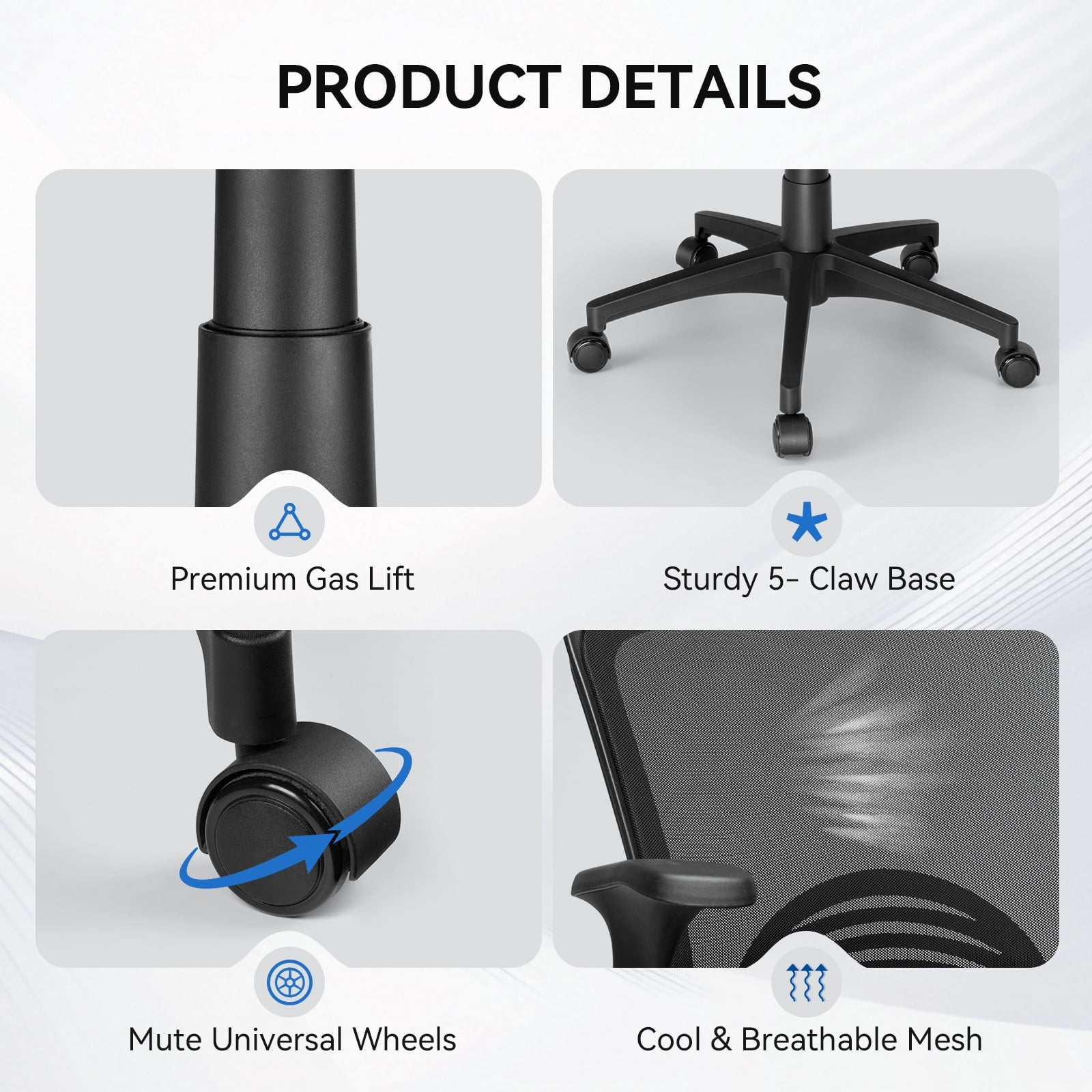 SUGIFT Office Chair, Ergonomic Desk Chair Breathable Mesh Chair, Black