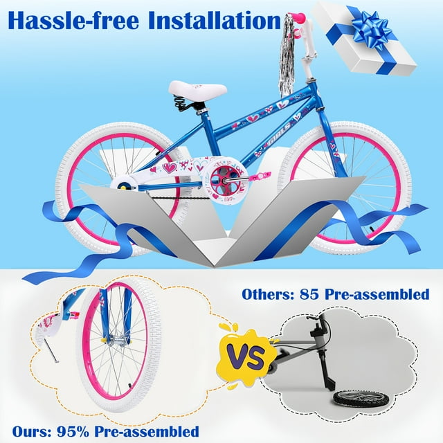 SUGIFT 20 in. Kids Bike with Training Wheels Child Bicycle for Girls Age 7-14 Years, Bule