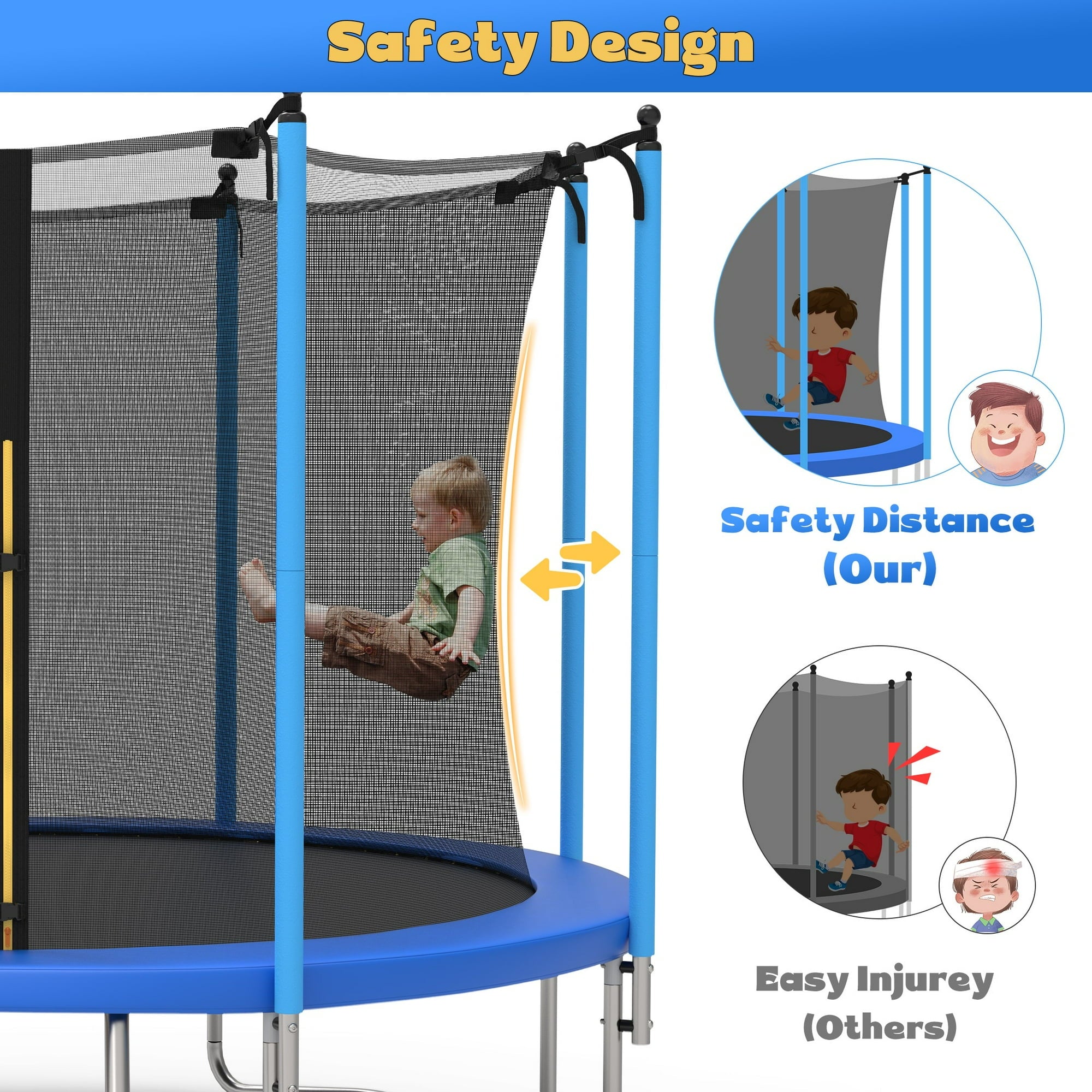 SUGIFT 10ft Trampoline for Kids with Basketball Hoop and Enclosure Net