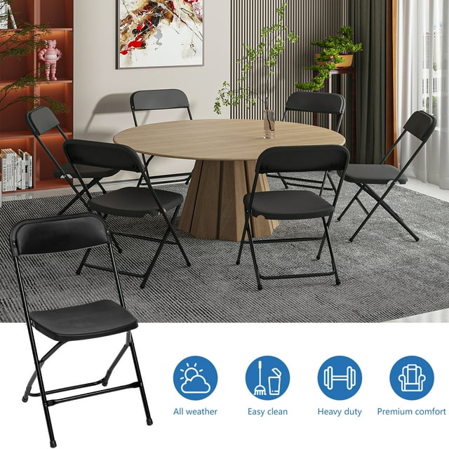 SUGIFT Folding Chairs 10 Pack Plastic Folding Chair for Outdoor Indoor Use 350lb Weight Capacity, Black