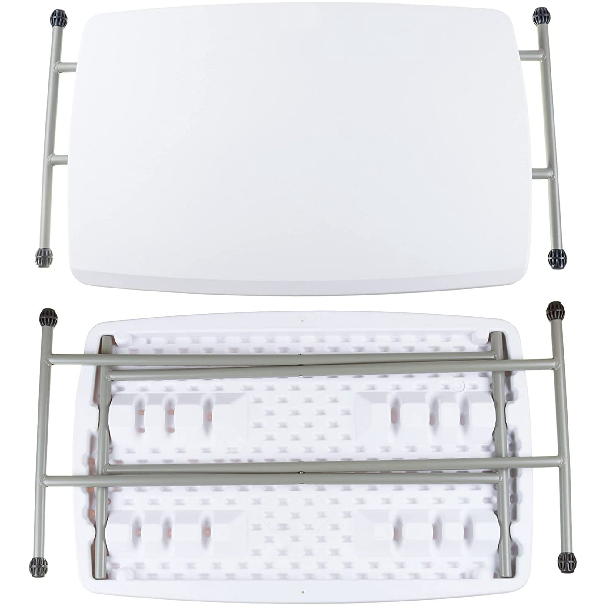 SUGIFT 30 inch Personal Folding Table Adjustable Resin TV Tray, White