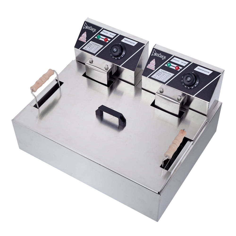SUGIFT 110V Electric Fryer, 23.26Qt/22L Stainless Steel Large Single-Cylinder Electric Fryer 5000W Max