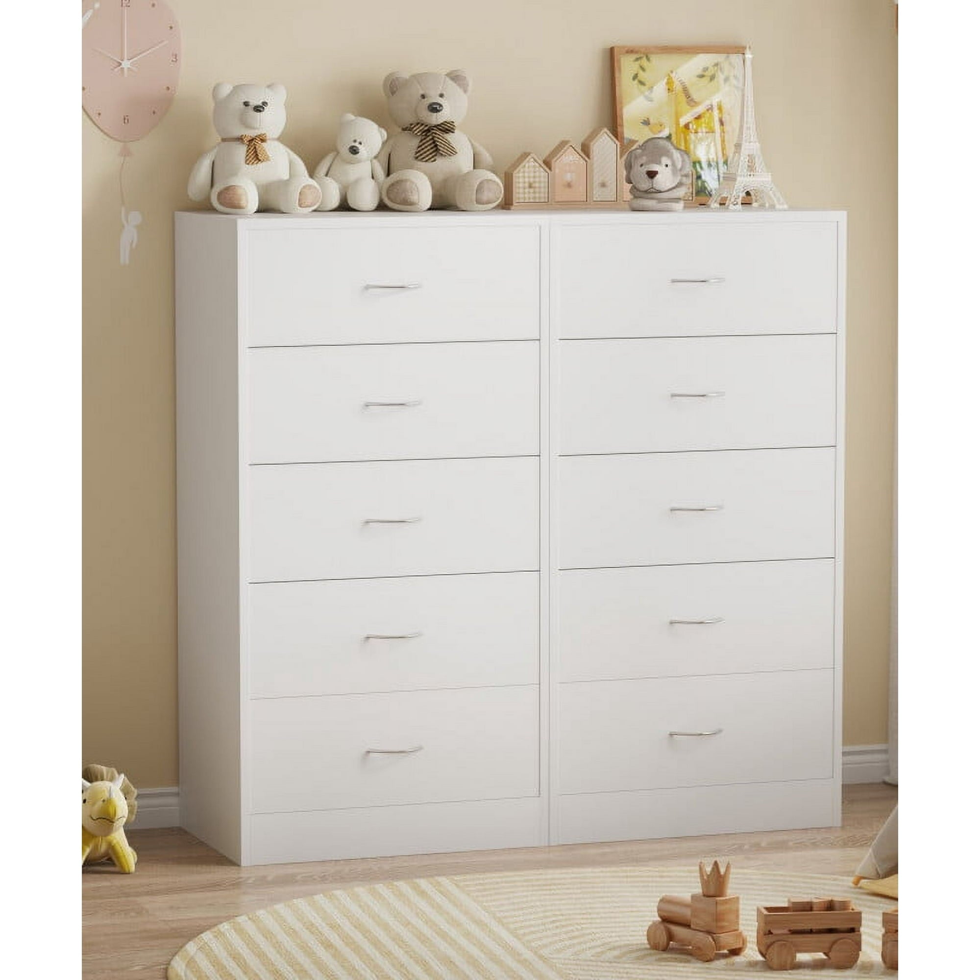 SUGIFT 5 Drawer Dresser, Modern Wood Chest of Drawers for Bedroom, Whi SUGIFT 5 Drawer Dresser, Modern Wood Chest of Drawers for Bedroom, Whi