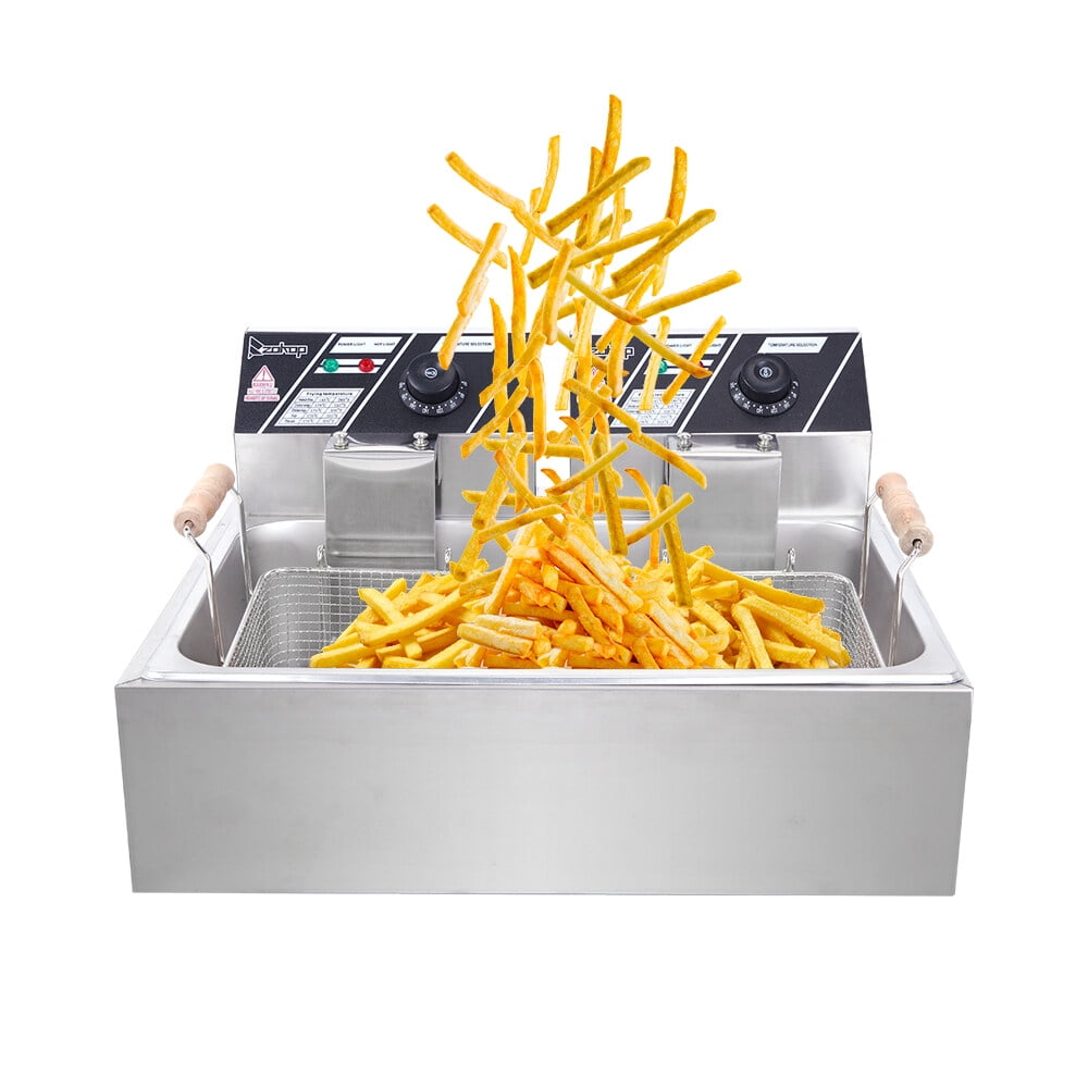 SUGIFT 110V Electric Fryer, 23.26Qt/22L Stainless Steel Large Single-Cylinder Electric Fryer 5000W Max