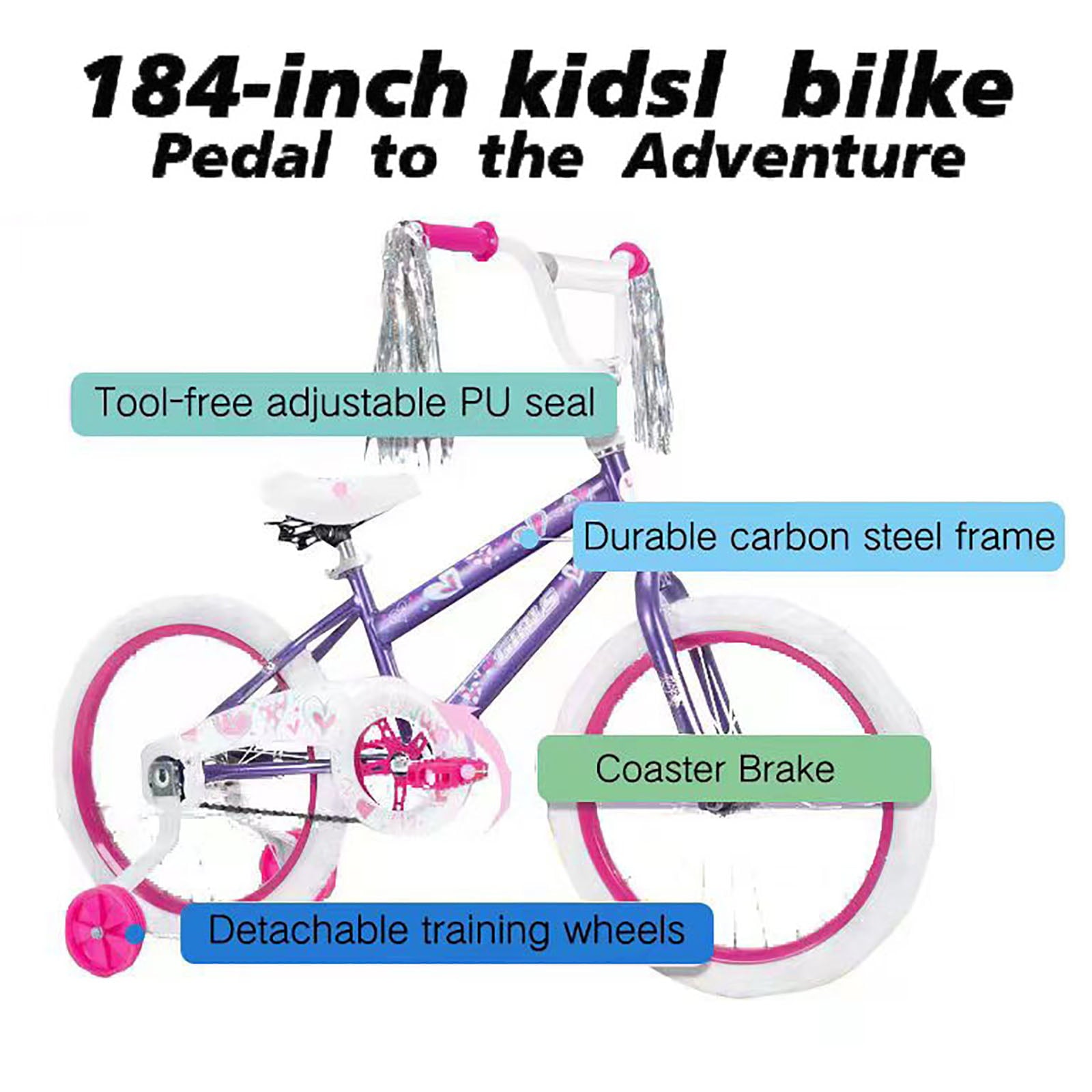 SUGIFT 18 in. Kids Bike with Training Wheels for Girls Ages 6-12 Years Child