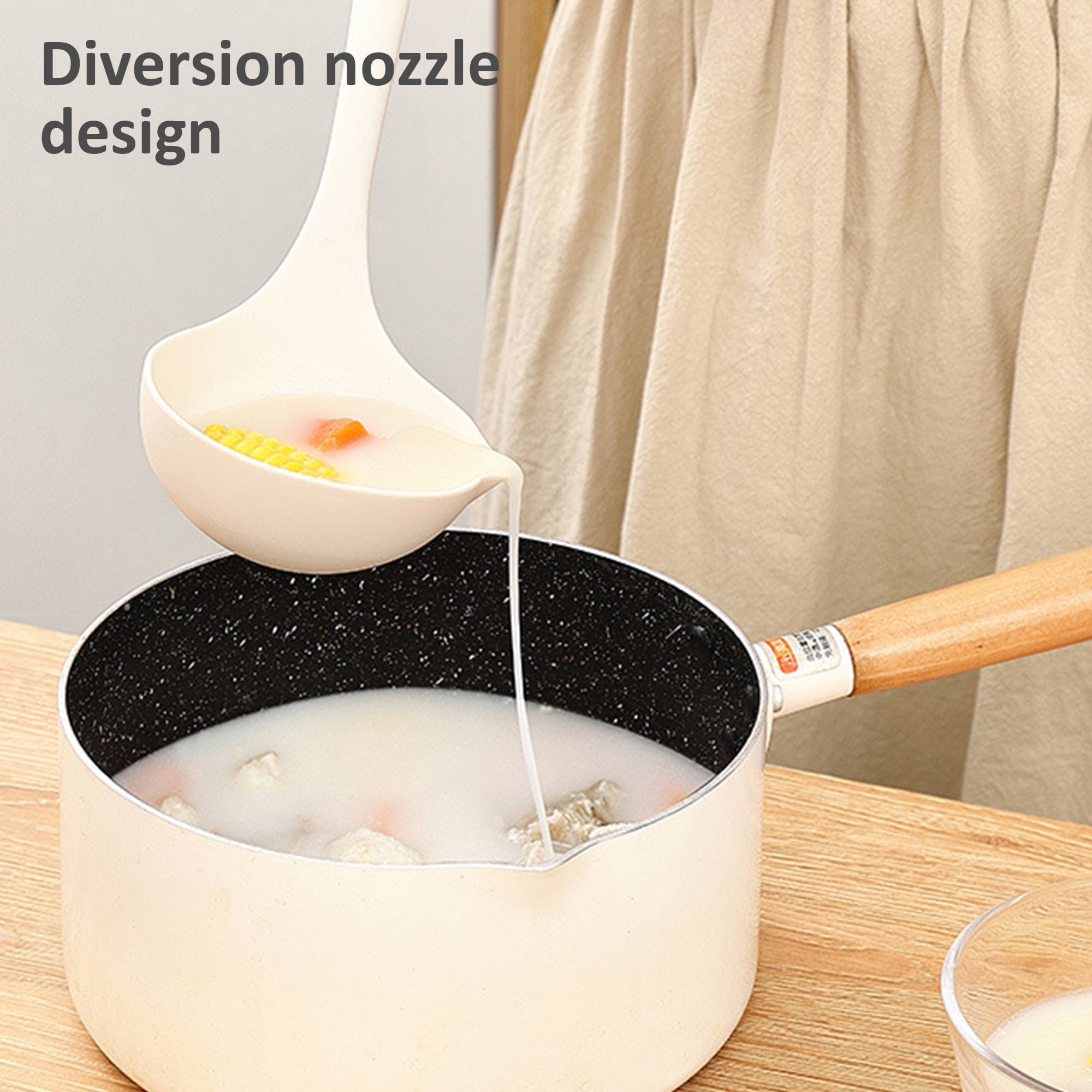 SUGIFT 13 Pcs Silicone Kitchen Utensils Set with Wooden Handles Dishwasher Safe Cream White